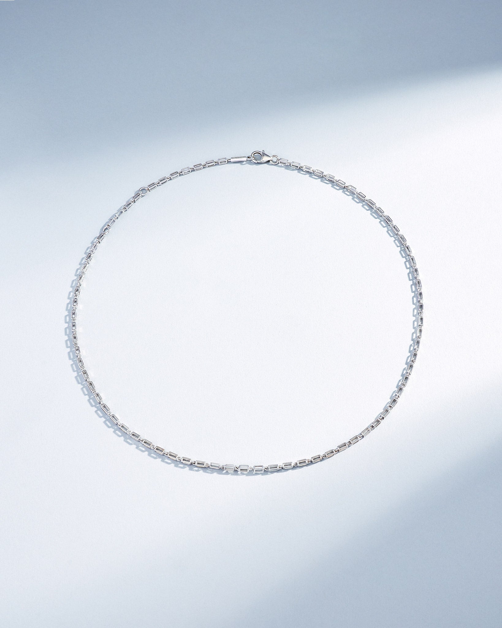Suzanne Kalan Block-Chain Hollow Medium Necklace in 18k white gold