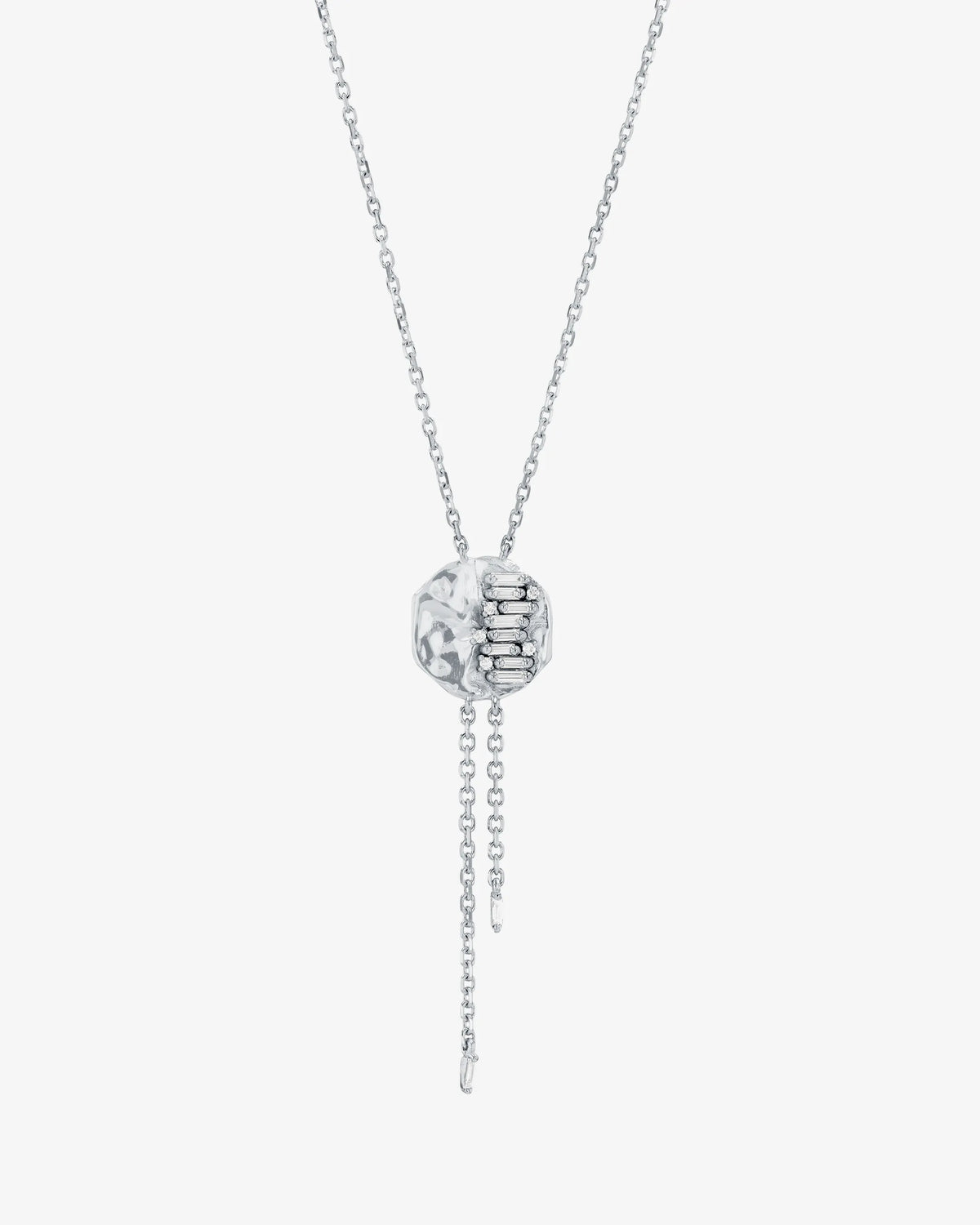 Suzanne Kalan Gilded Diamond Lariat Necklace in 18k white gold