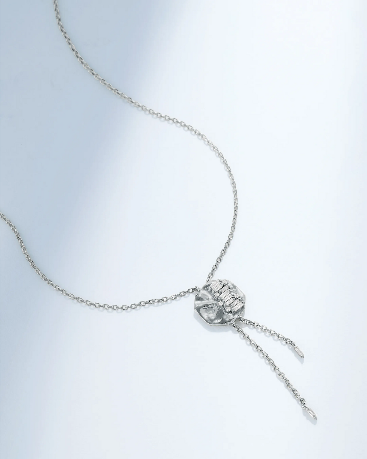 Suzanne Kalan Gilded Diamond Lariat Necklace in 18k white gold