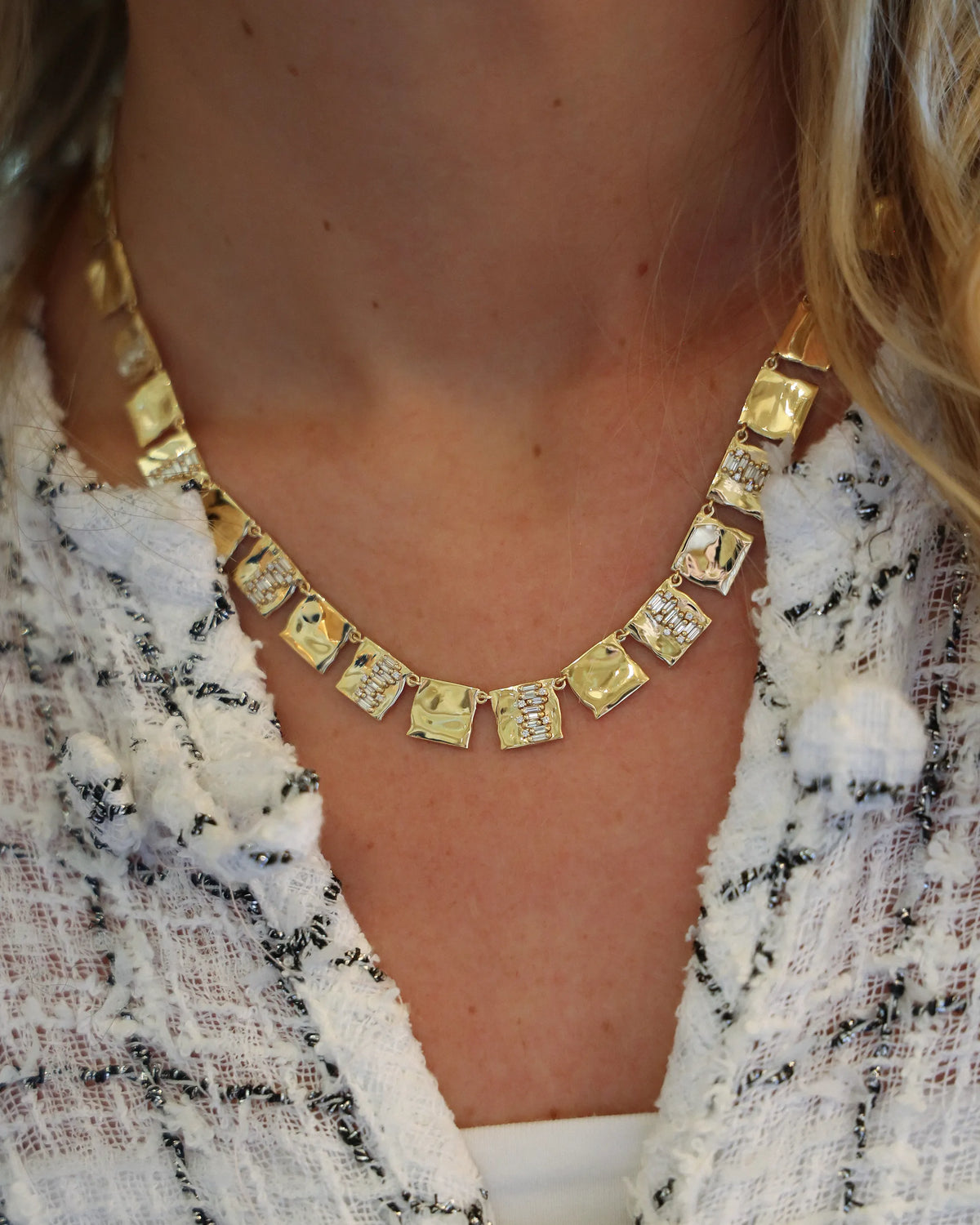 Suzanne Kalan Gilded Diamond Riviere Necklace in 18k yellow gold
