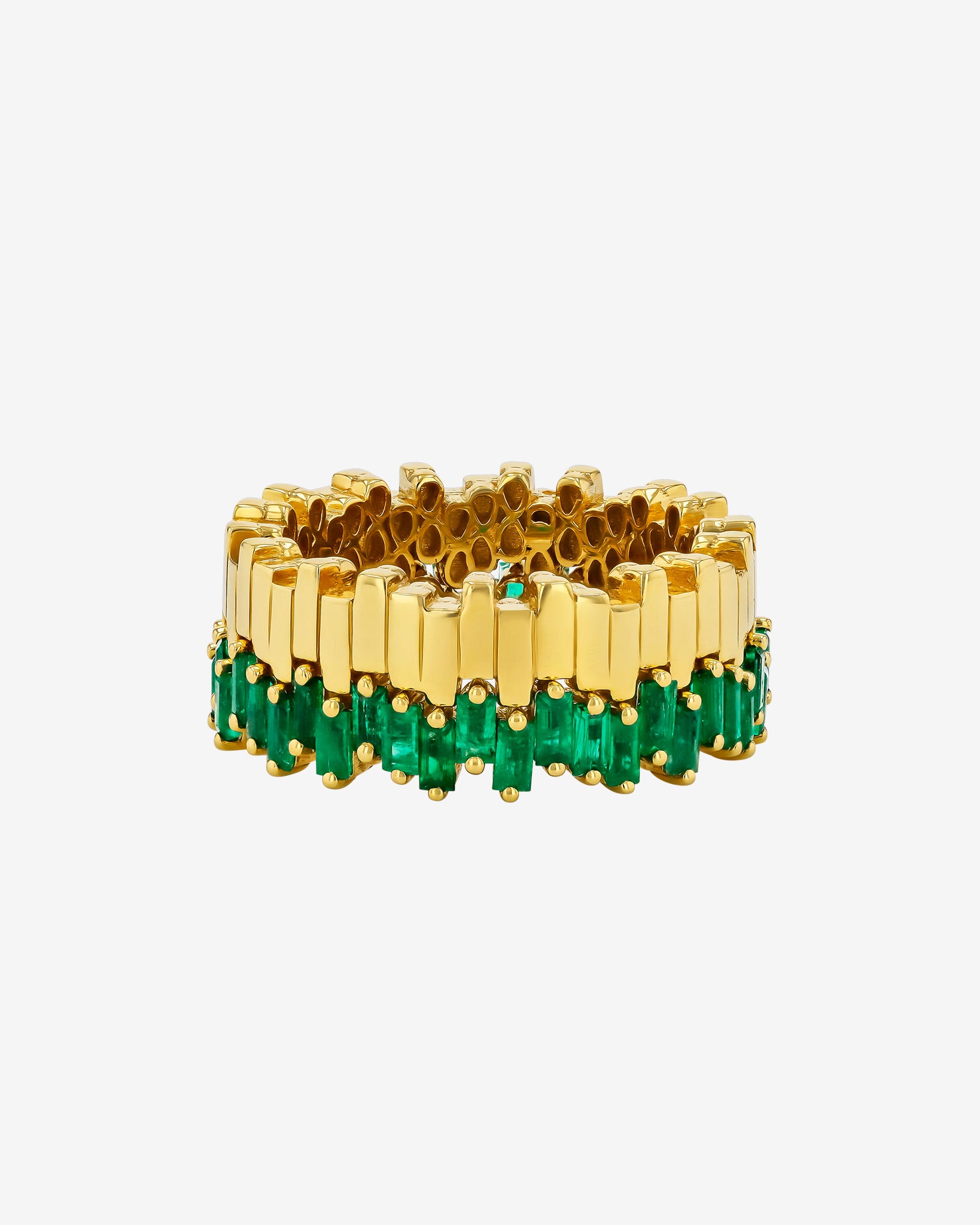 Suzanne Kalan Golden Midi Stacker Emerald Eternity Band in 18k yellow gold