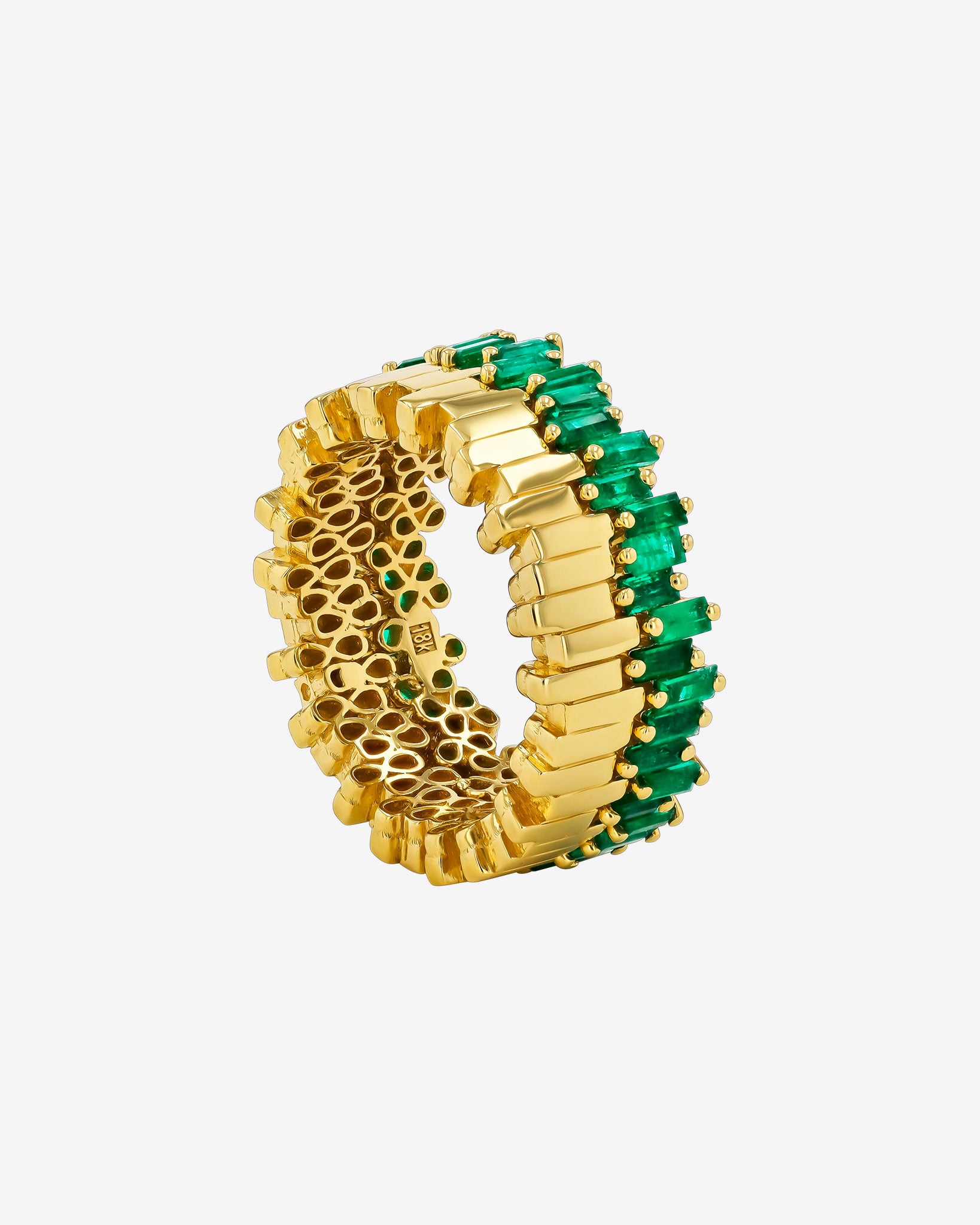 Suzanne Kalan Golden Midi Stacker Emerald Eternity Band in 18k yellow gold