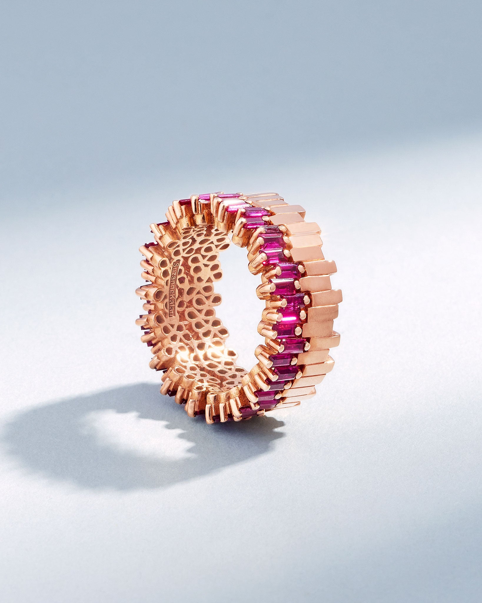 Suzanne Kalan Golden Midi Stacker Ruby Eternity Band in 18k rose gold
