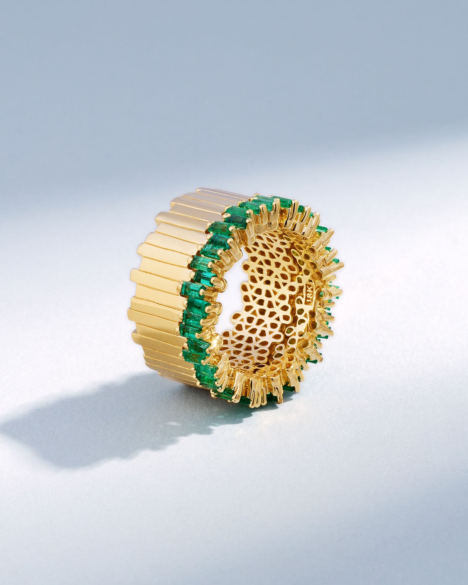 Suzanne Kalan Golden Milli Stacker Emerald Eternity Band in 18k yellow gold