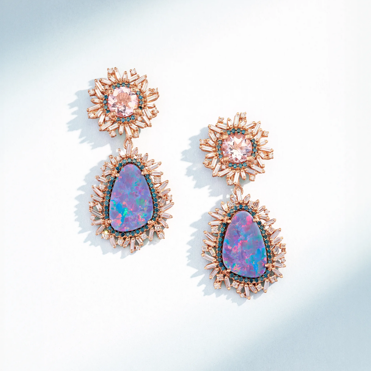 One of a Kind Opal Doublet & Morganite Drop Earrings | Suzanne Kalan®