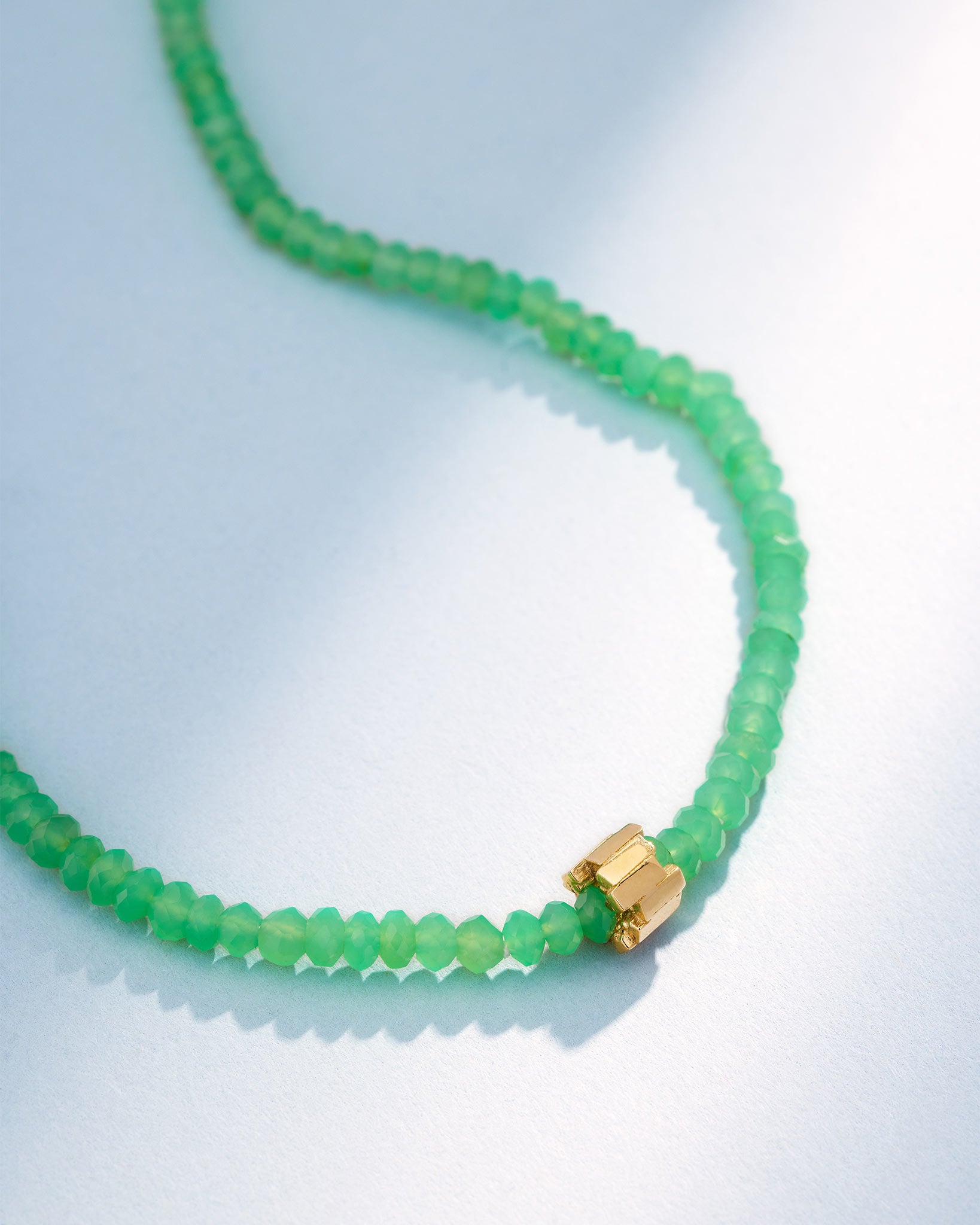 Suzanne Kalan Infinite Beaded Chrysoprase & Mini Golden Rondelle Necklace in 18k yellow gold