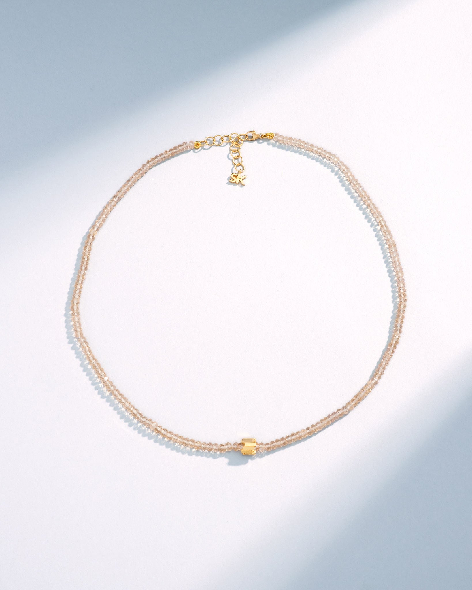 Suzanne Kalan Infinite Beaded Champagne Topaz & Mini Golden Rondelle Necklace in 18k yellow gold