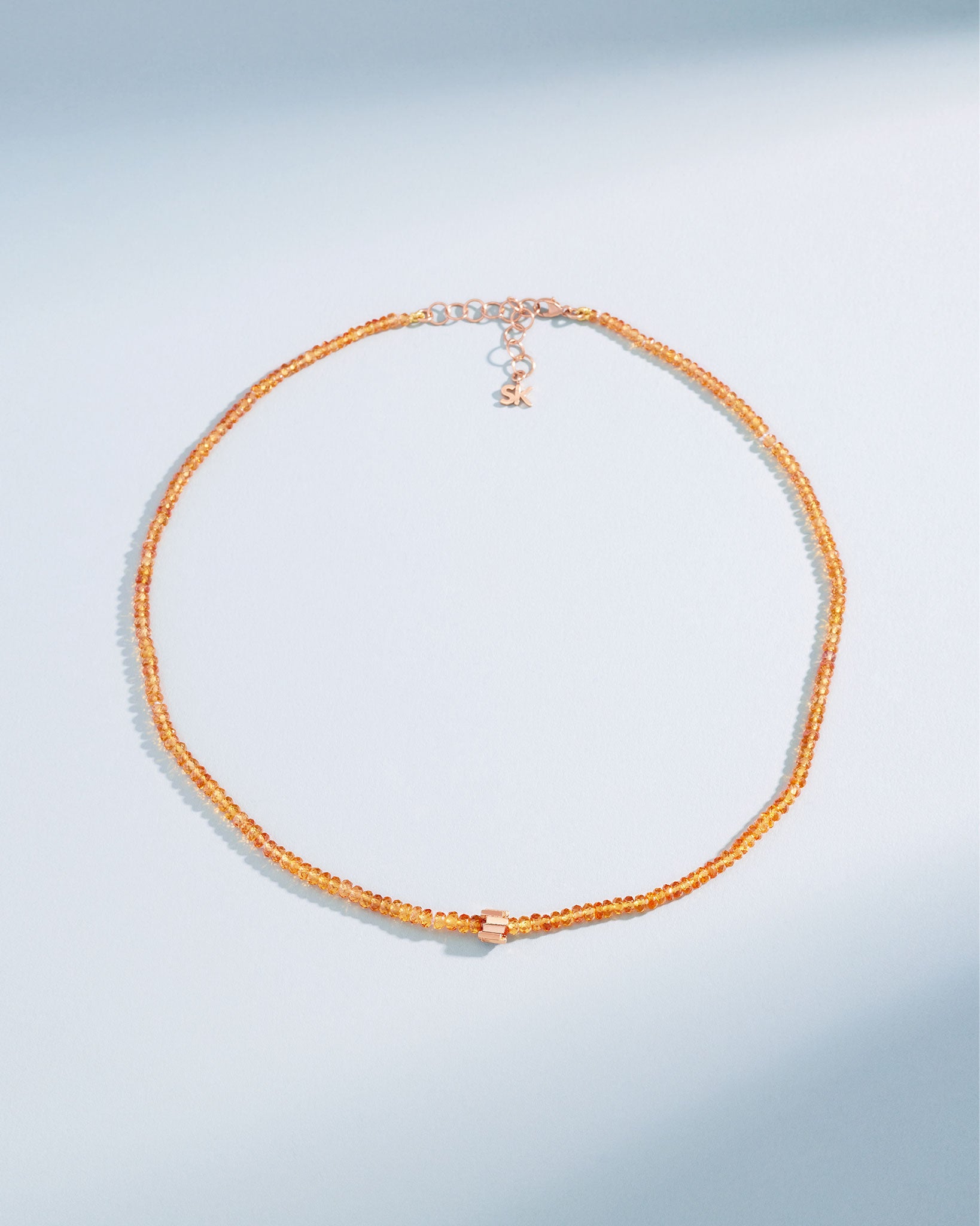 Suzanne Kalan Infinite Beaded Citrine & Mini Golden Rondelle Necklace in 18k rose gold