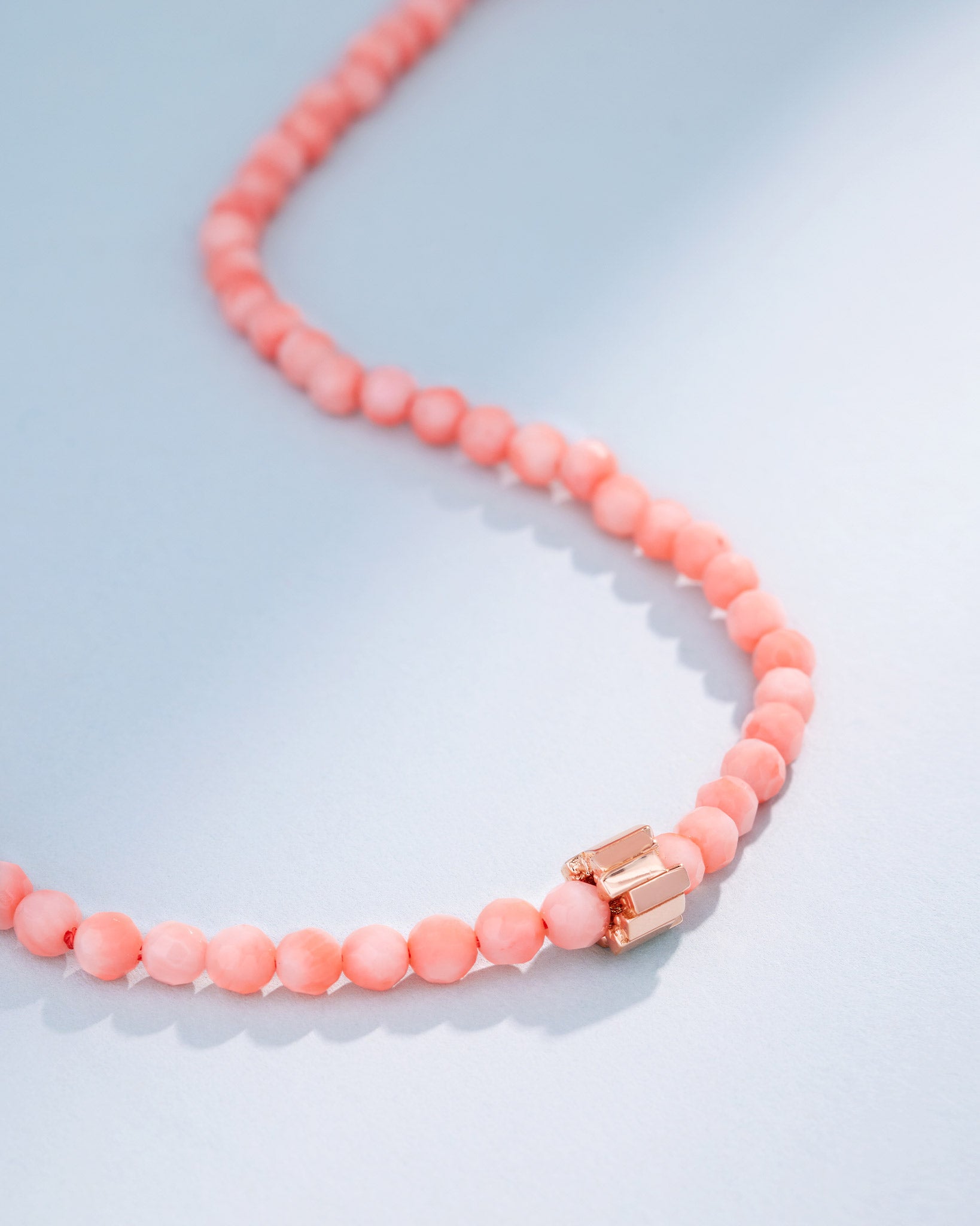 Suzanne Kalan Infinite Beaded Round Pink Coral & Mini Golden Rondelle Necklace in 18k rose gold