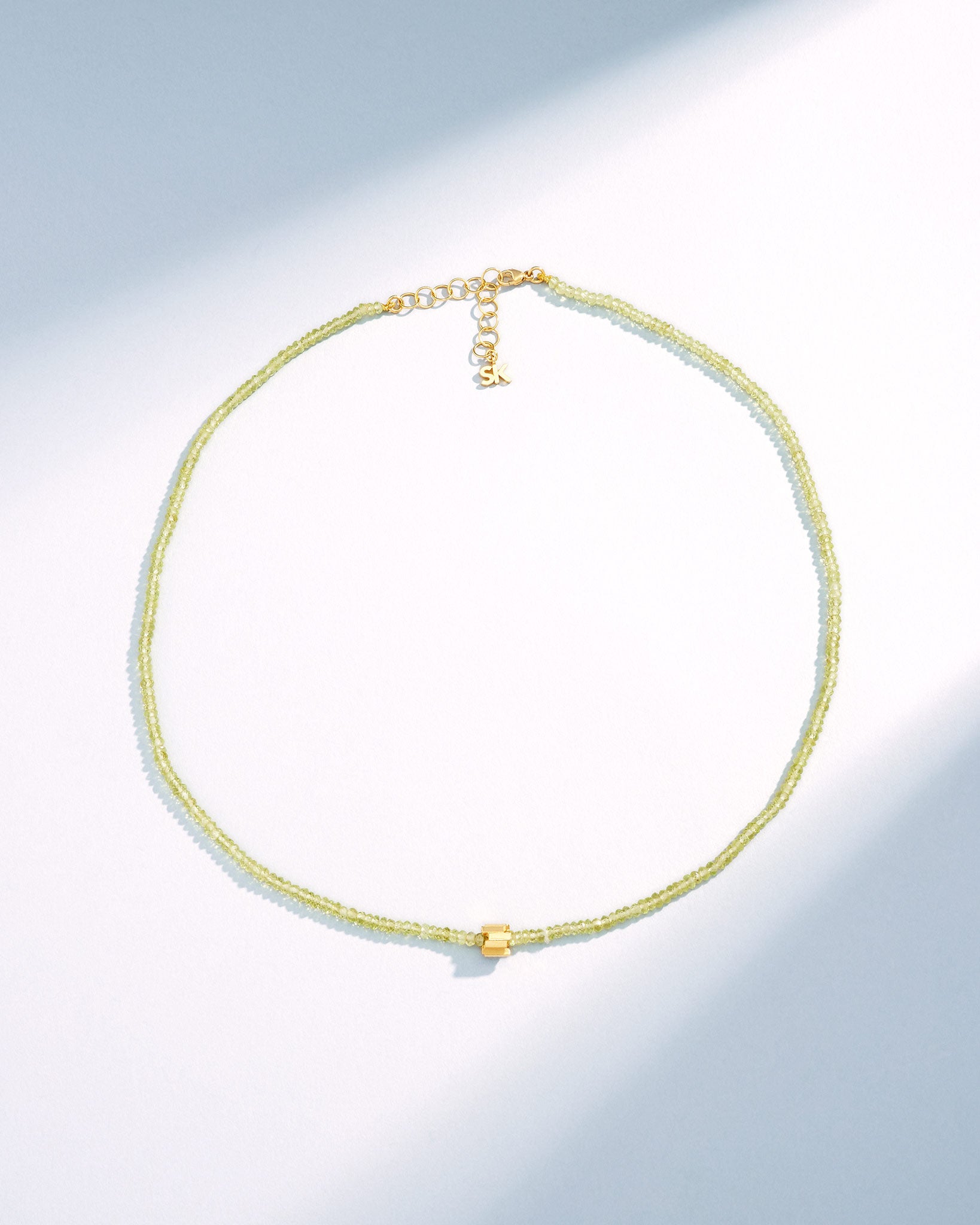 Suzanne Kalan Infinite Beaded Peridot & Mini Golden Rondelle Necklace in 18k yellow gold