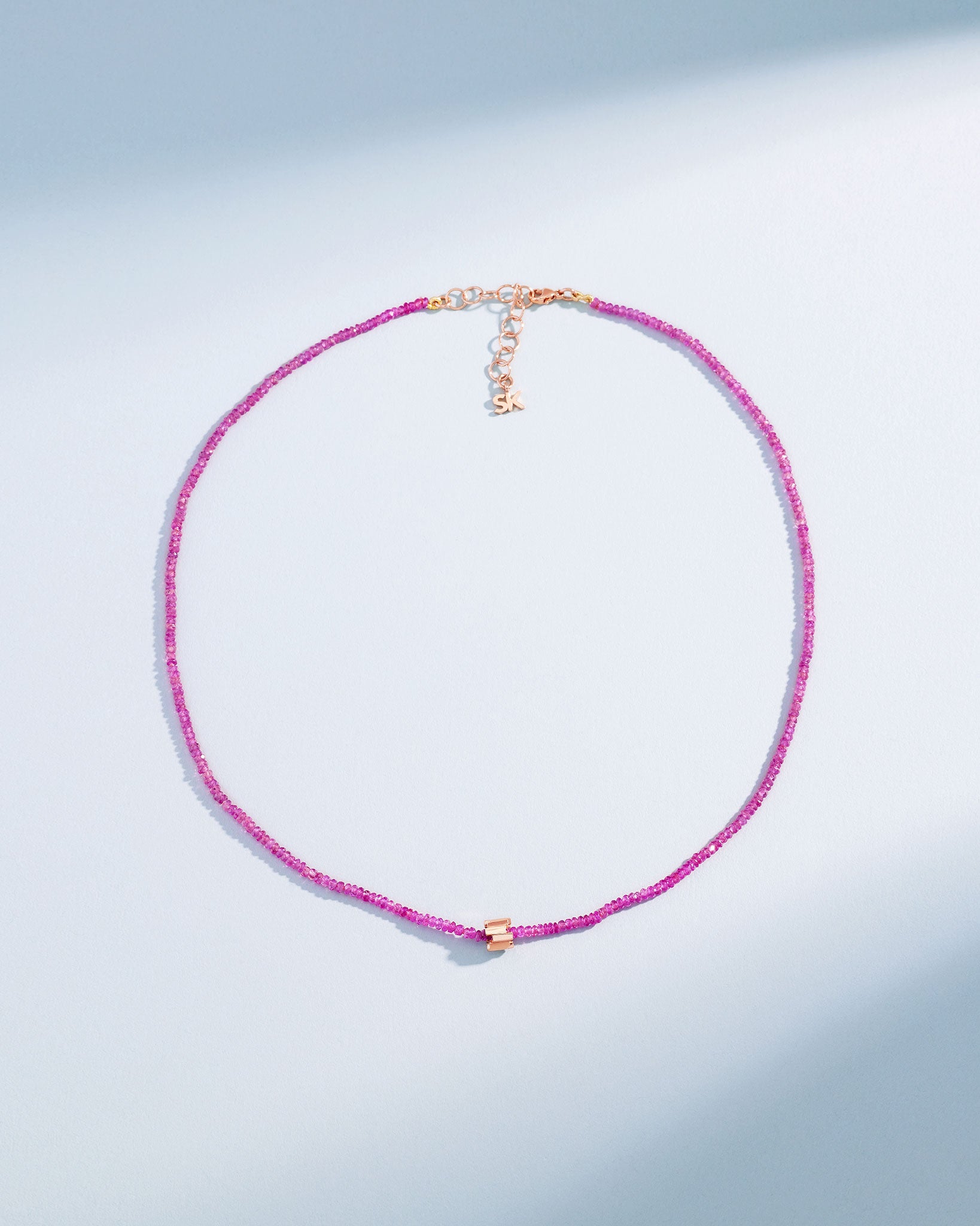 Suzanne Kalan Infinite Beaded Pink Spinel & Mini Golden Rondelle Necklace in 18k rose gold