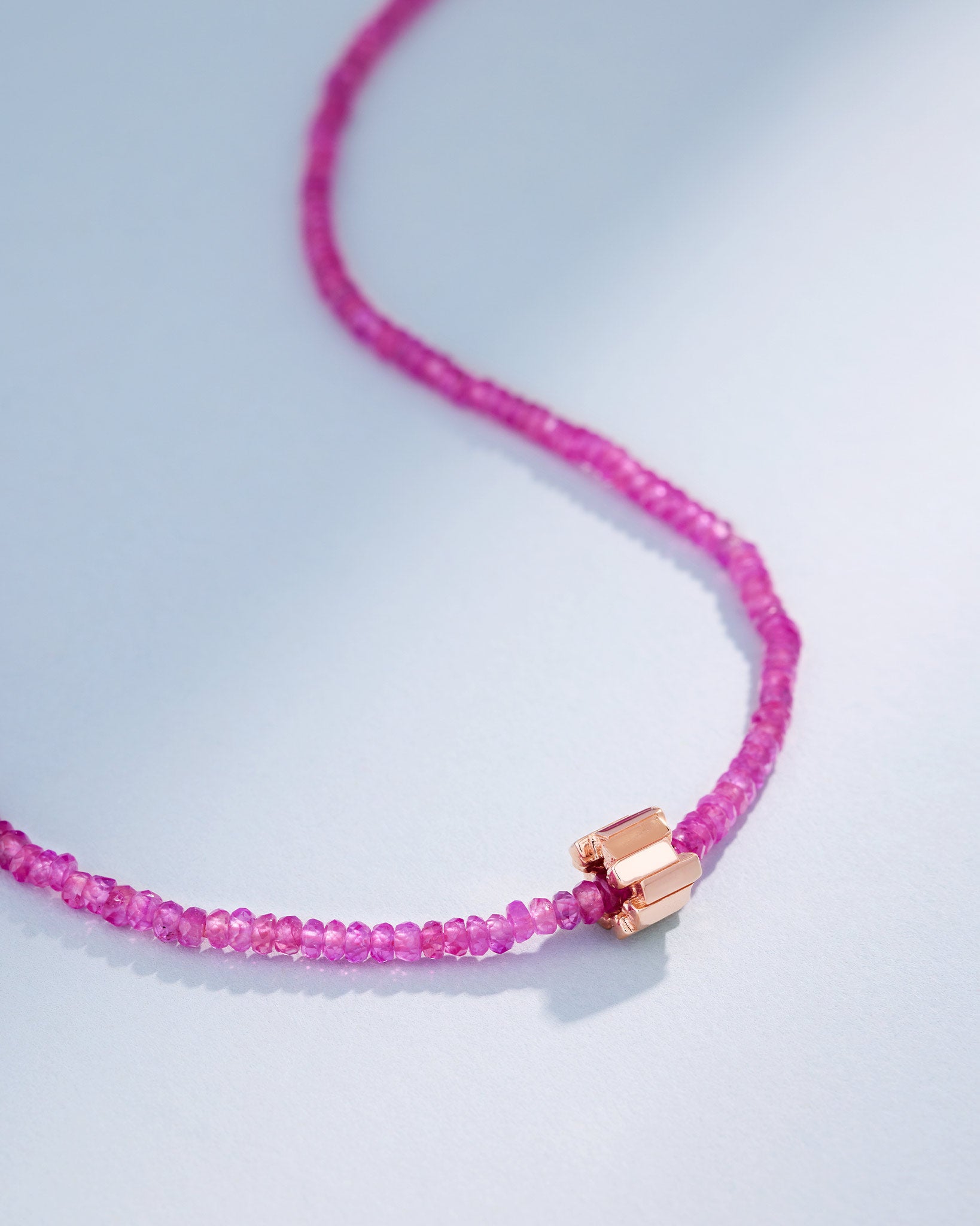 Suzanne Kalan Infinite Beaded Pink Spinel & Mini Golden Rondelle Necklace in 18k rose gold