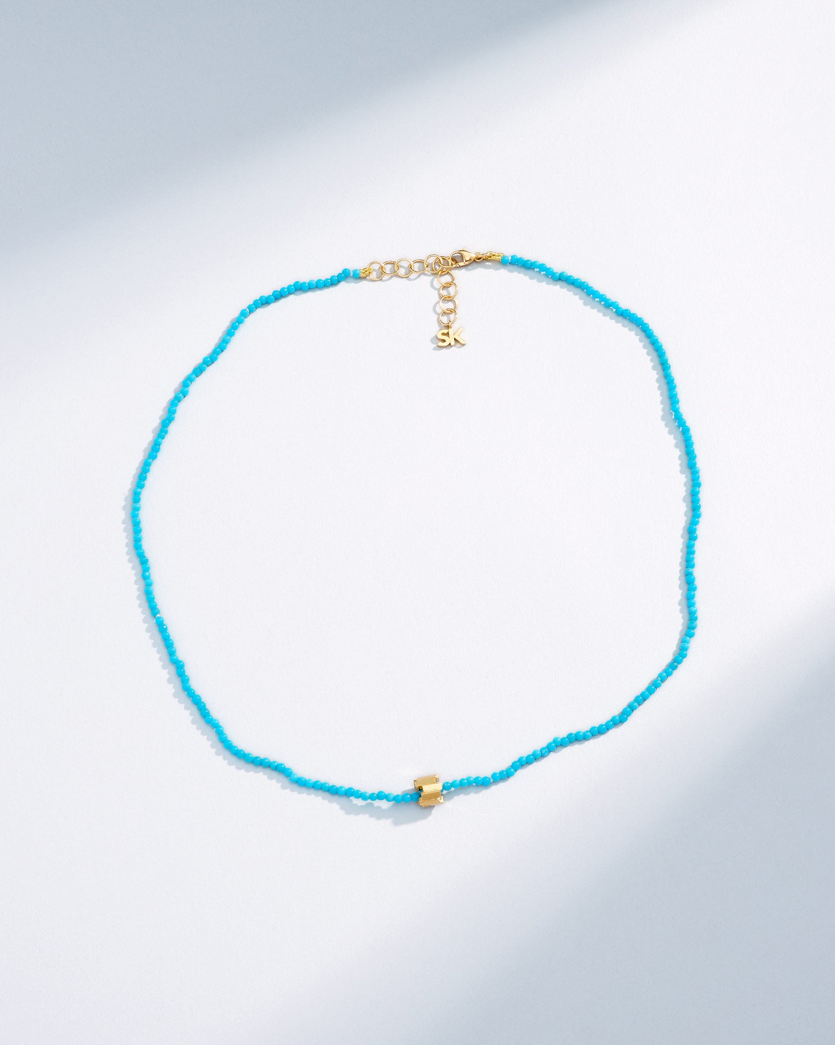 Suzanne Kalan Infinite Beaded Turquoise & Mini Golden Rondelle Necklace in 18k yellow gold