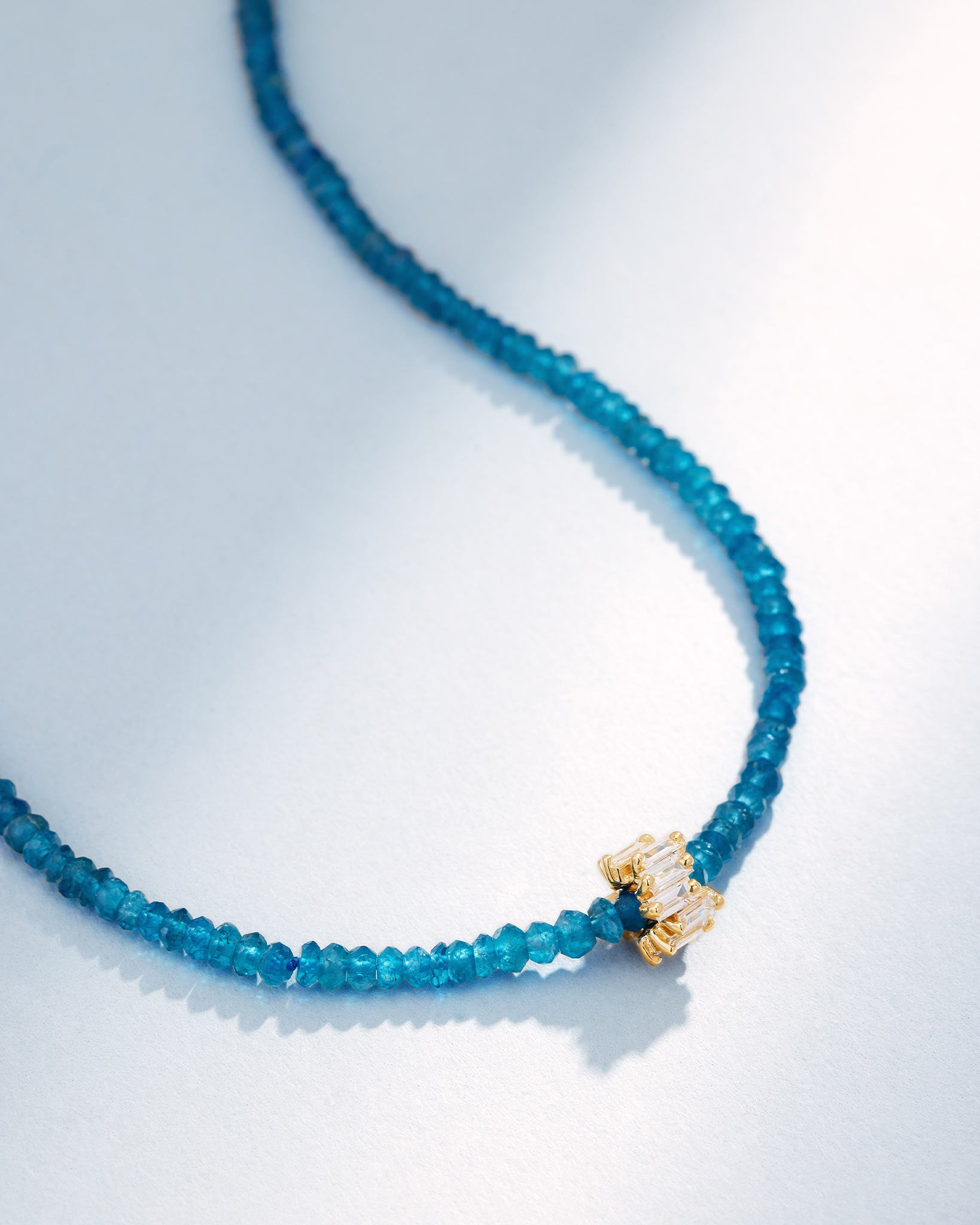Suzanne Kalan Infinite Beaded Dark Apatite & Mini Diamond Rondelle Necklace in 18k yellow gold