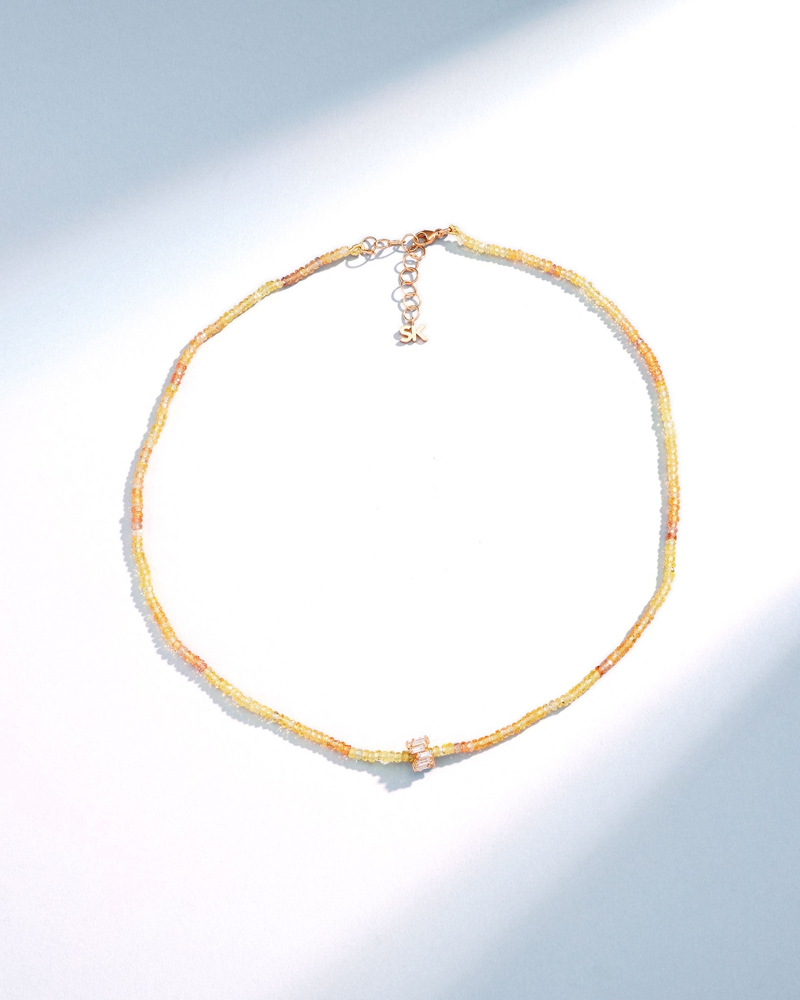 Suzanne Kalan Infinite Beaded Yellow Tourmaline & Mini Diamond Rondelle Necklace in 18k yellow gold