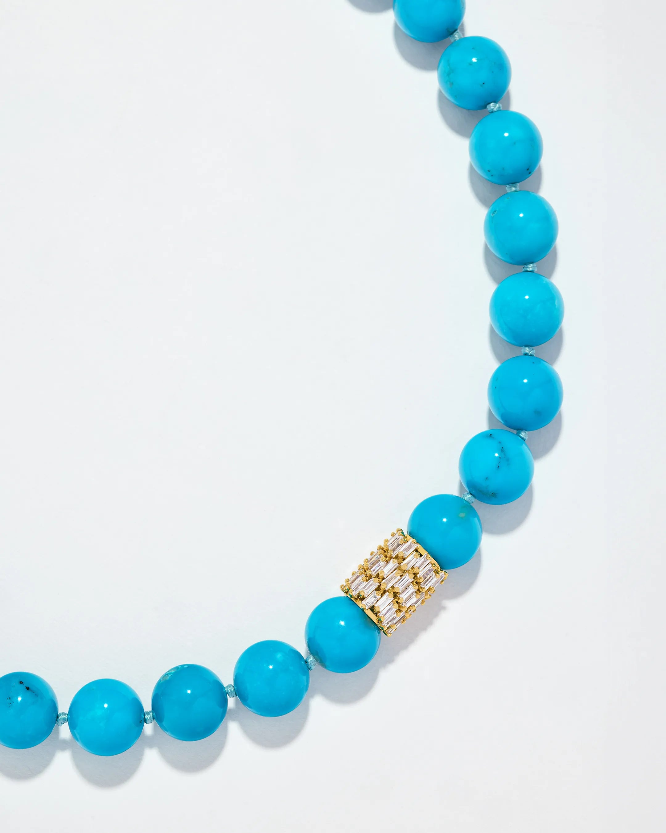 Suzanne Kalan Infinite Large Beaded Turquoise & Milli Diamond Rondelle Necklace in 18k yellow gold