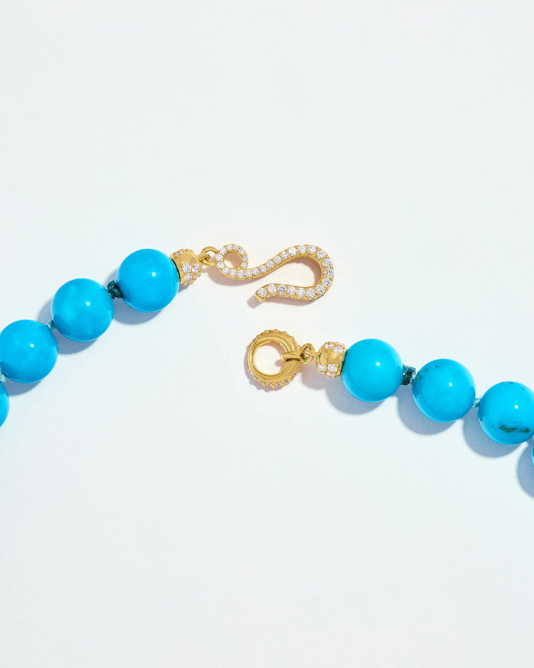 Suzanne Kalan Infinite Large Beaded Turquoise & Milli Diamond Rondelle Necklace in 18k yellow gold