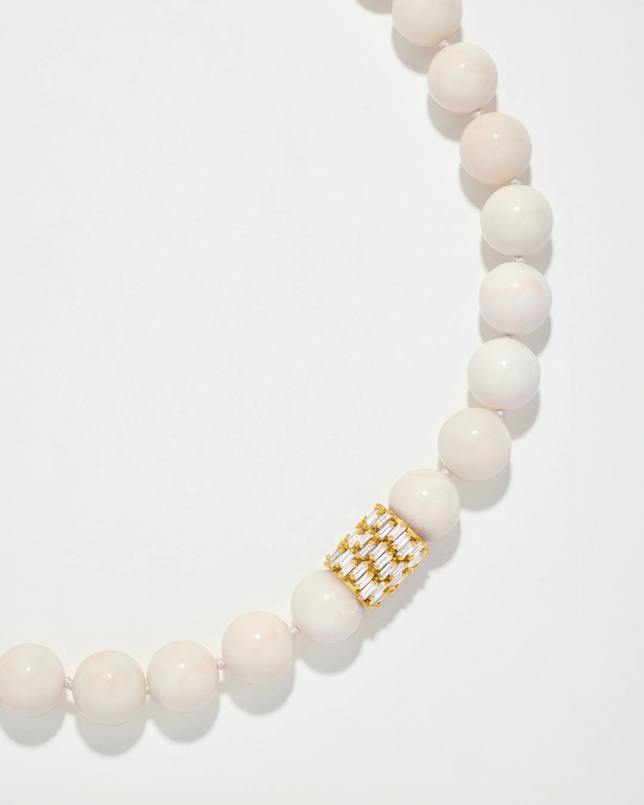 Suzanne Kalan Infinite Large Beaded White Coral & Milli Diamond Rondelle Necklace in 18k yellow gold