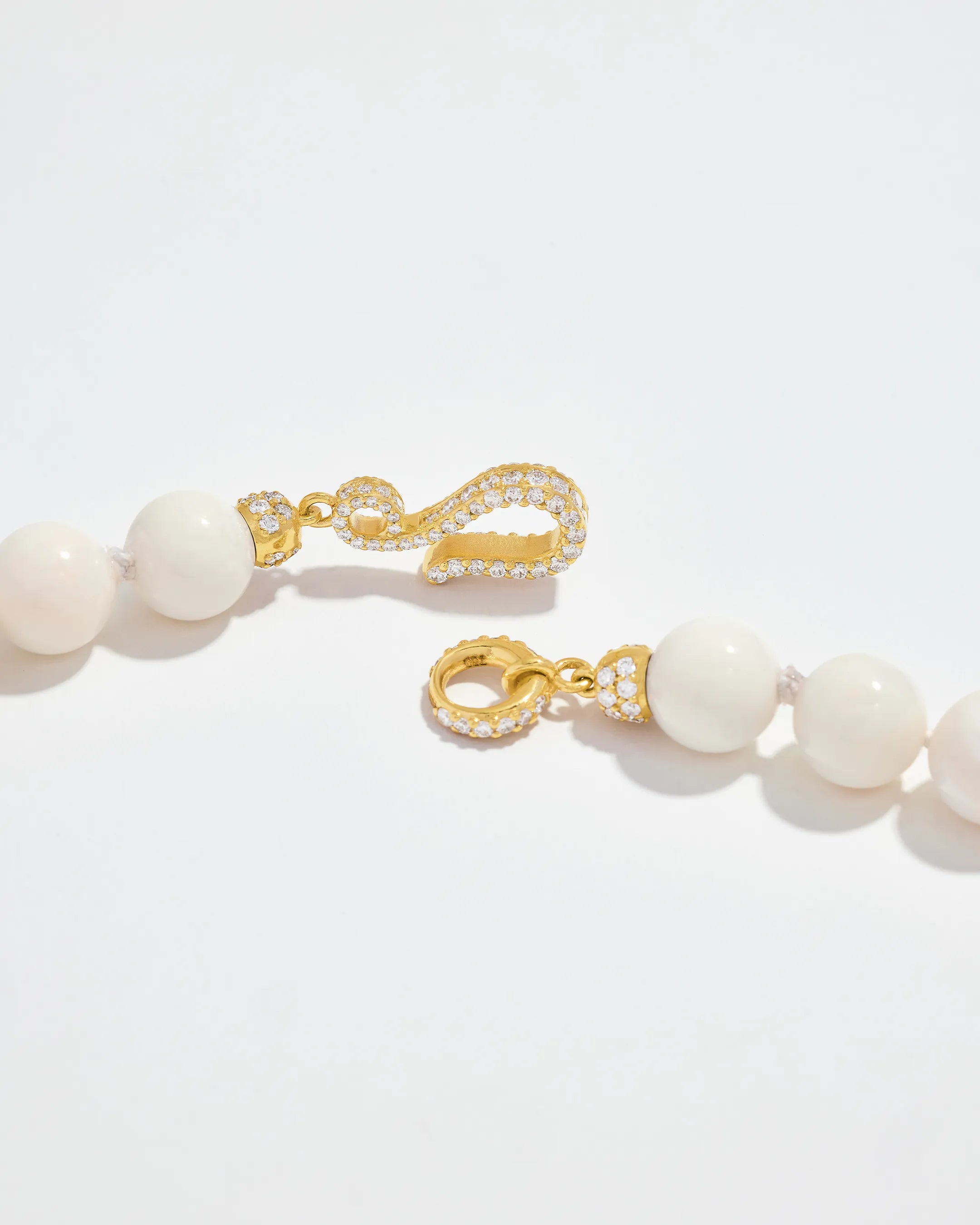 Suzanne Kalan Infinite Large Beaded White Coral & Milli Diamond Rondelle Necklace in 18k yellow gold