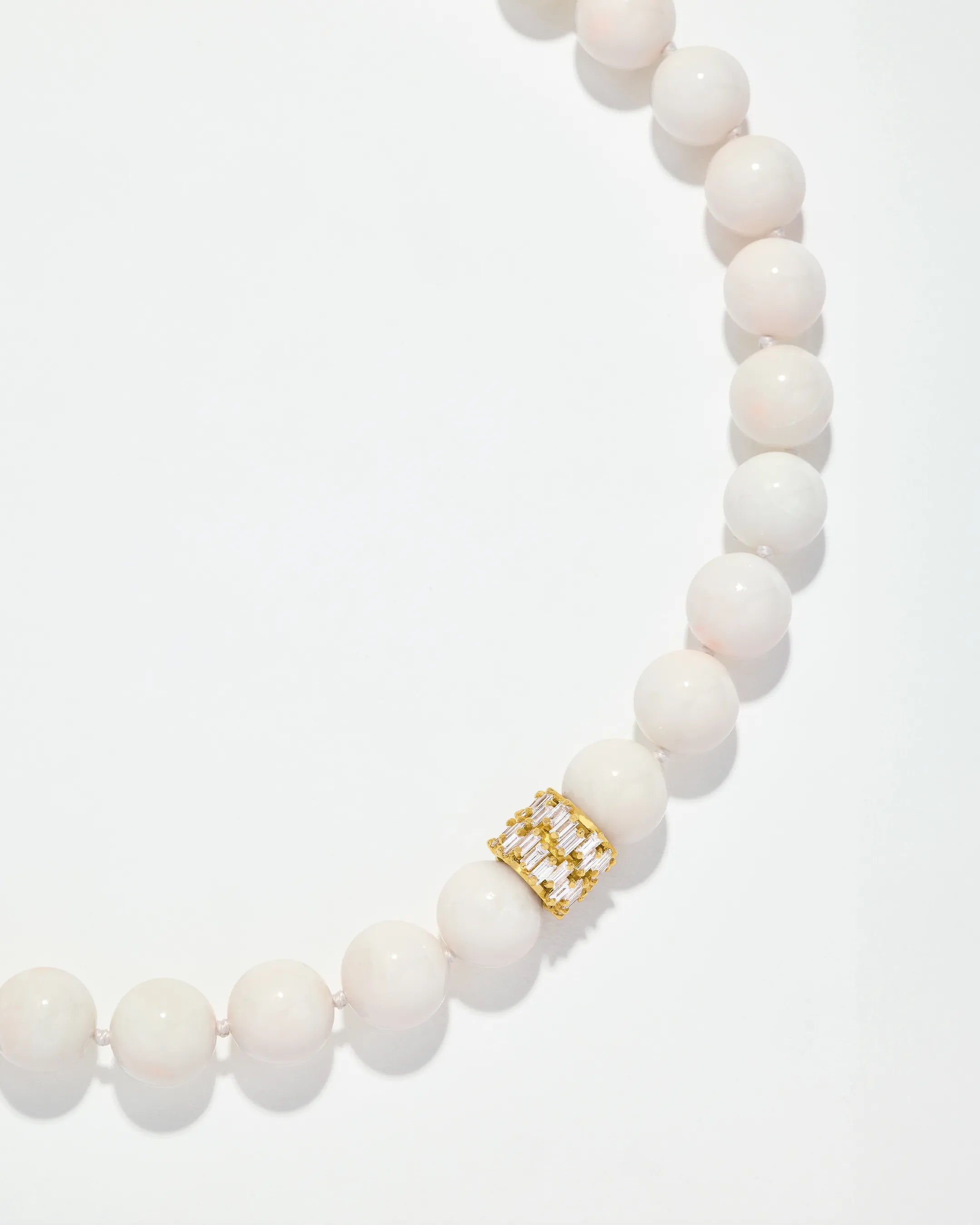 Suzanne Kalan Infinite Large Beaded White Coral & Midi Diamond Rondelle Necklace in 18k yellow gold