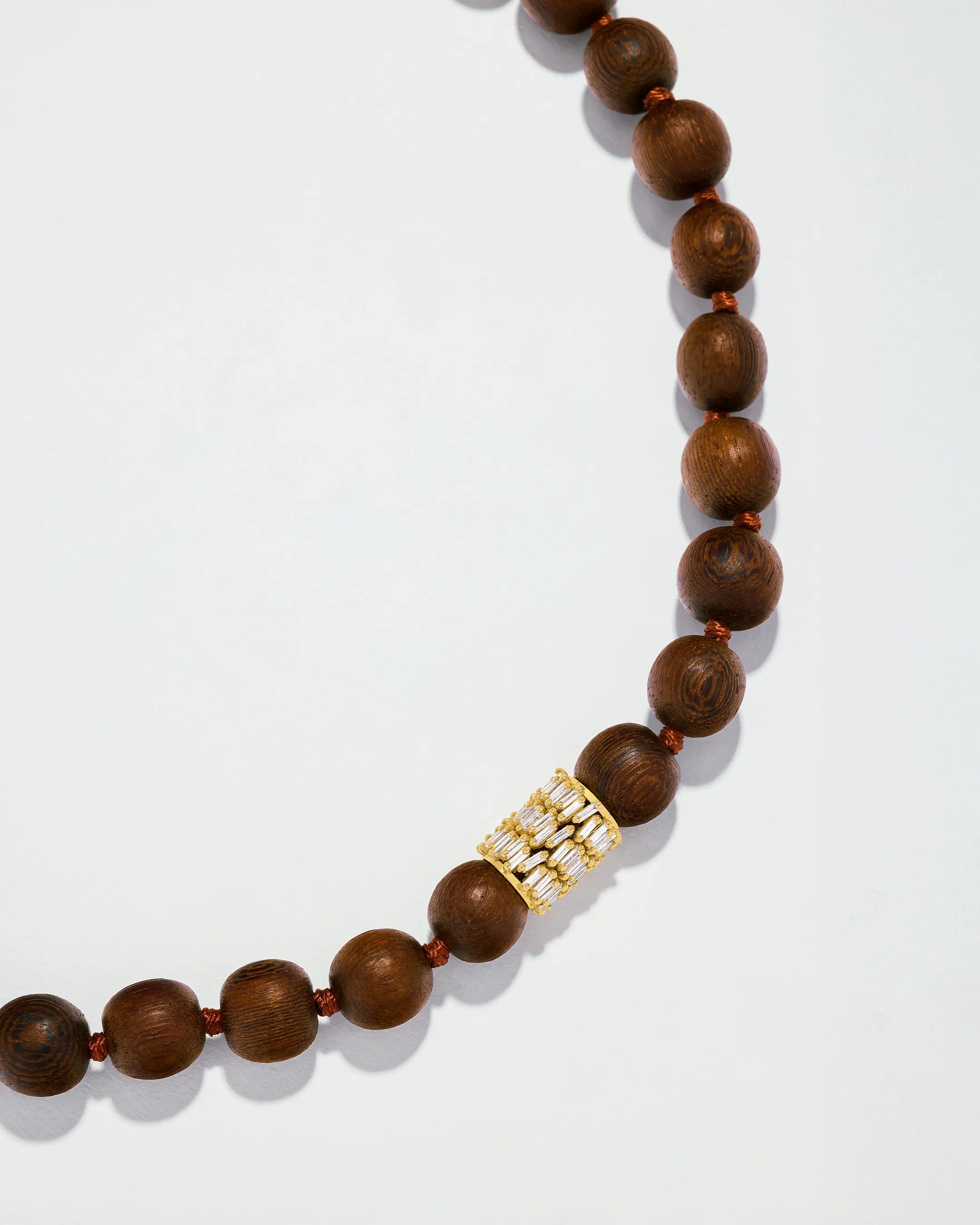 Suzanne Kalan Infinite Large Beaded Wood & Milli Diamond Rondelle Necklace in 18k yellow gold