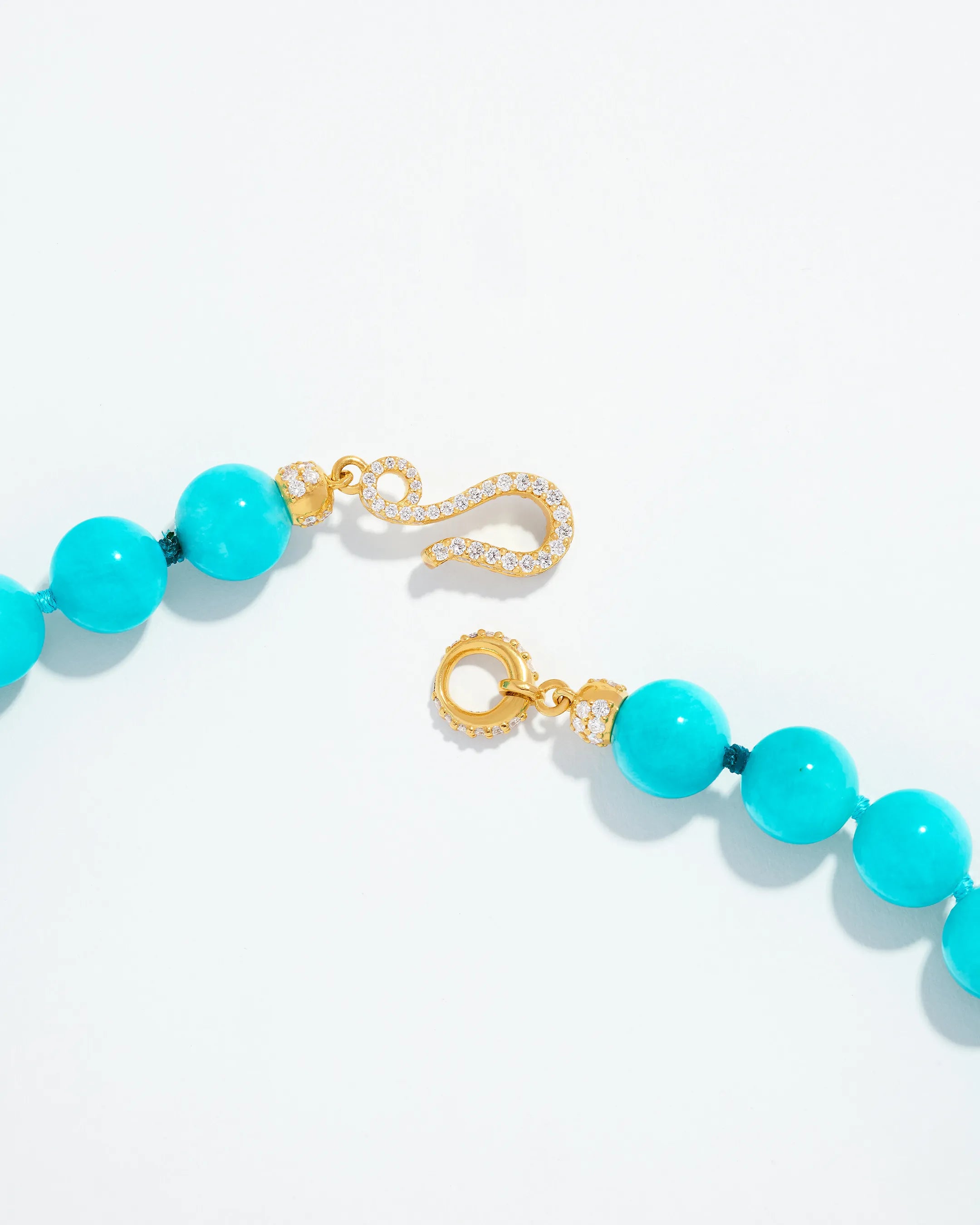 Suzanne Kalan Infinite Large Beaded Amazonite & Midi Diamond Rondelle Necklace in 18k yellow gold