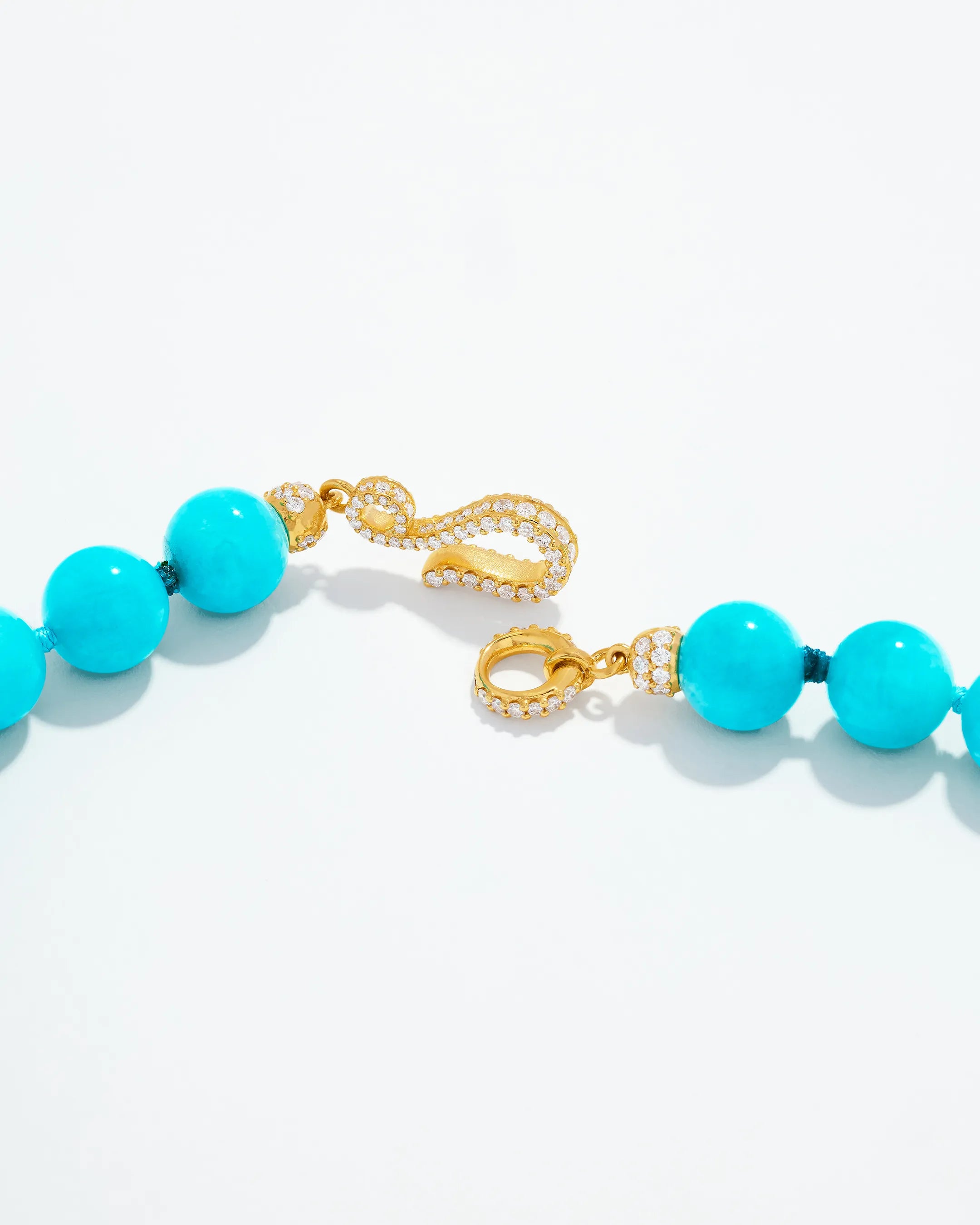 Suzanne Kalan Infinite Large Beaded Amazonite & Midi Diamond Rondelle Necklace in 18k yellow gold