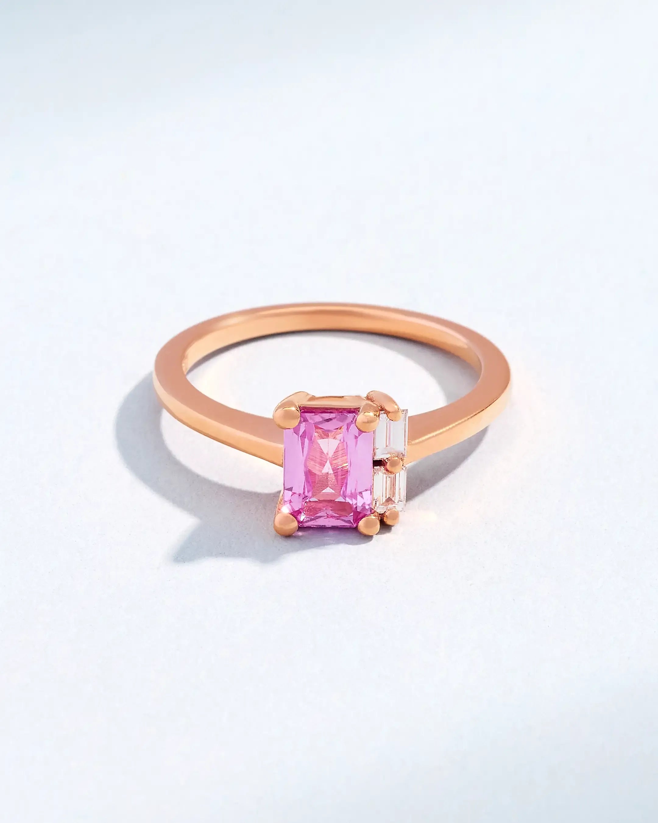 Suzanne Kalan One of a Kind Mini Toi Et Moi Pink Sapphire & Diamond Ring in 18k rose gold