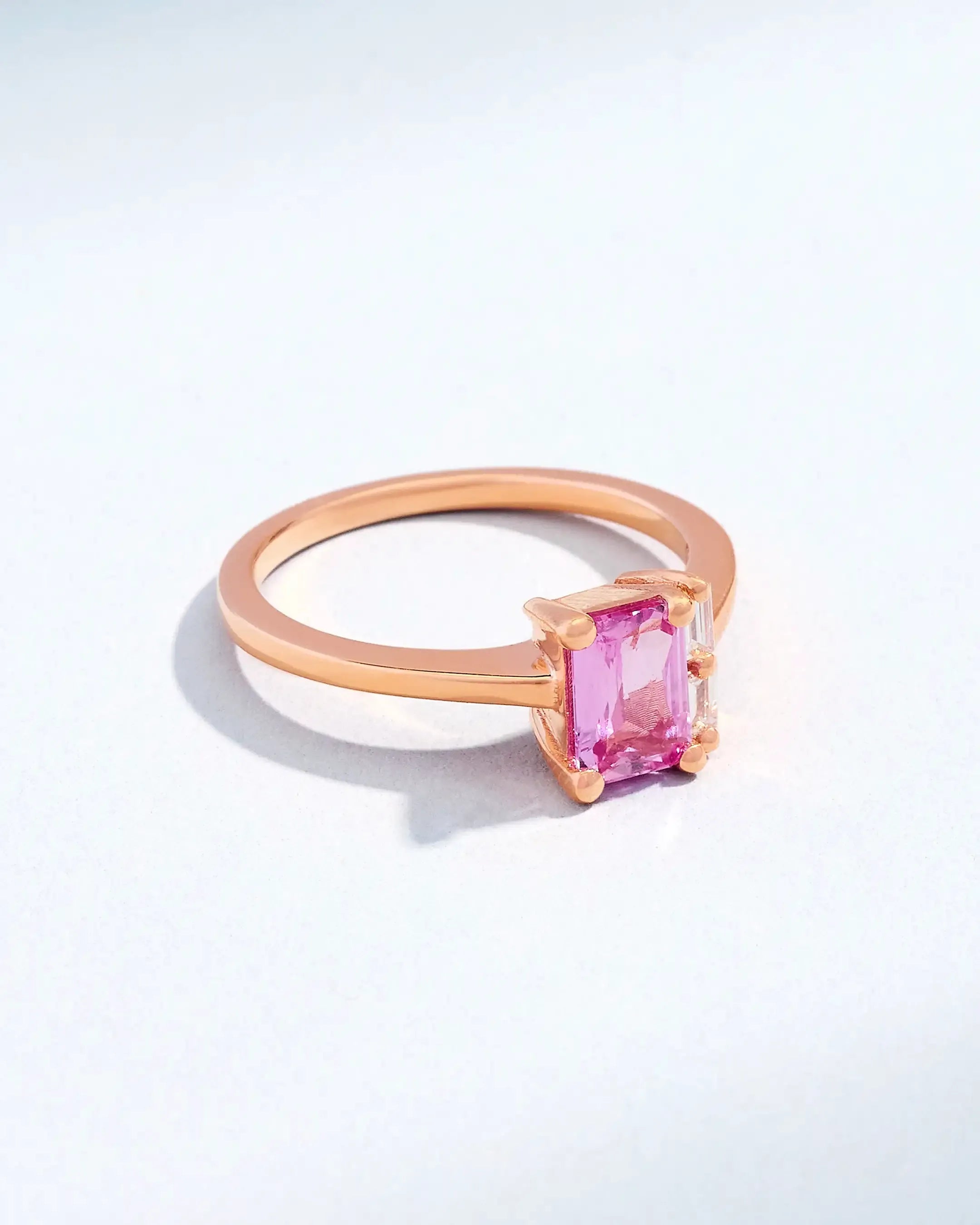 Suzanne Kalan One of a Kind Mini Toi Et Moi Pink Sapphire & Diamond Ring in 18k rose gold