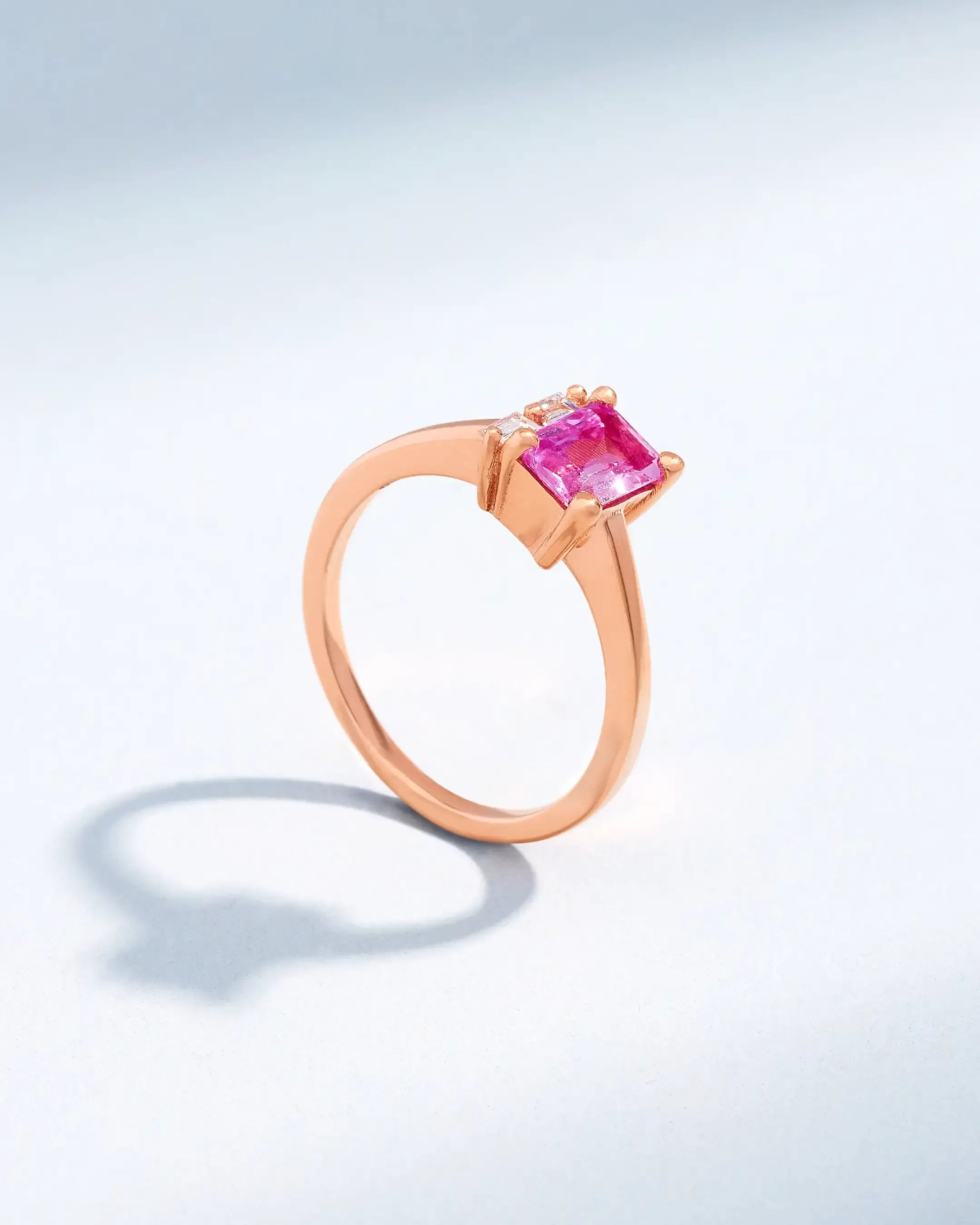 Suzanne Kalan One of a Kind Mini Toi Et Moi Pink Sapphire & Diamond Ring in 18k rose gold