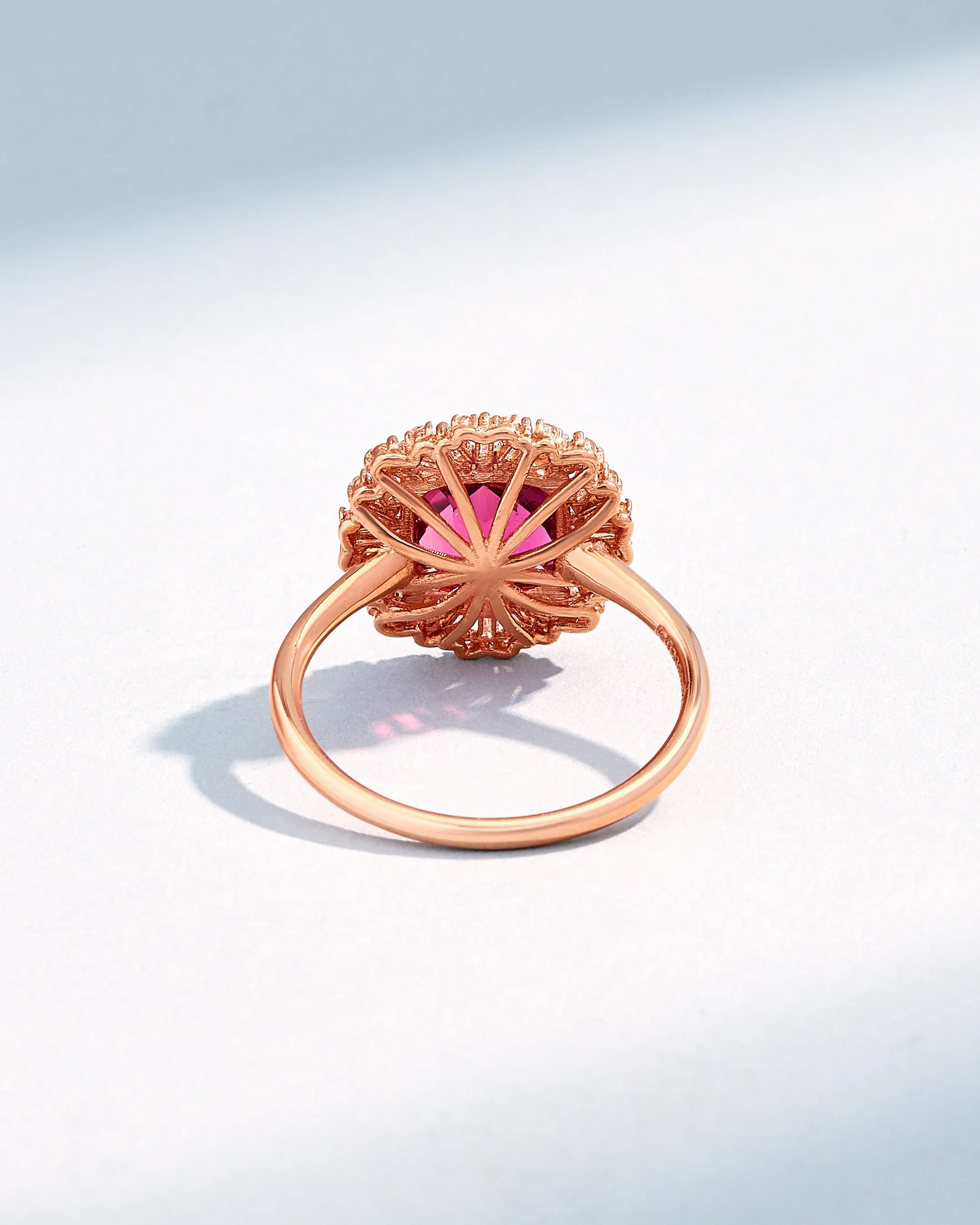 Suzanne Kalan One of a Kind Cushion-Cut Dark Pink Sapphire Ring in 18k rose gold