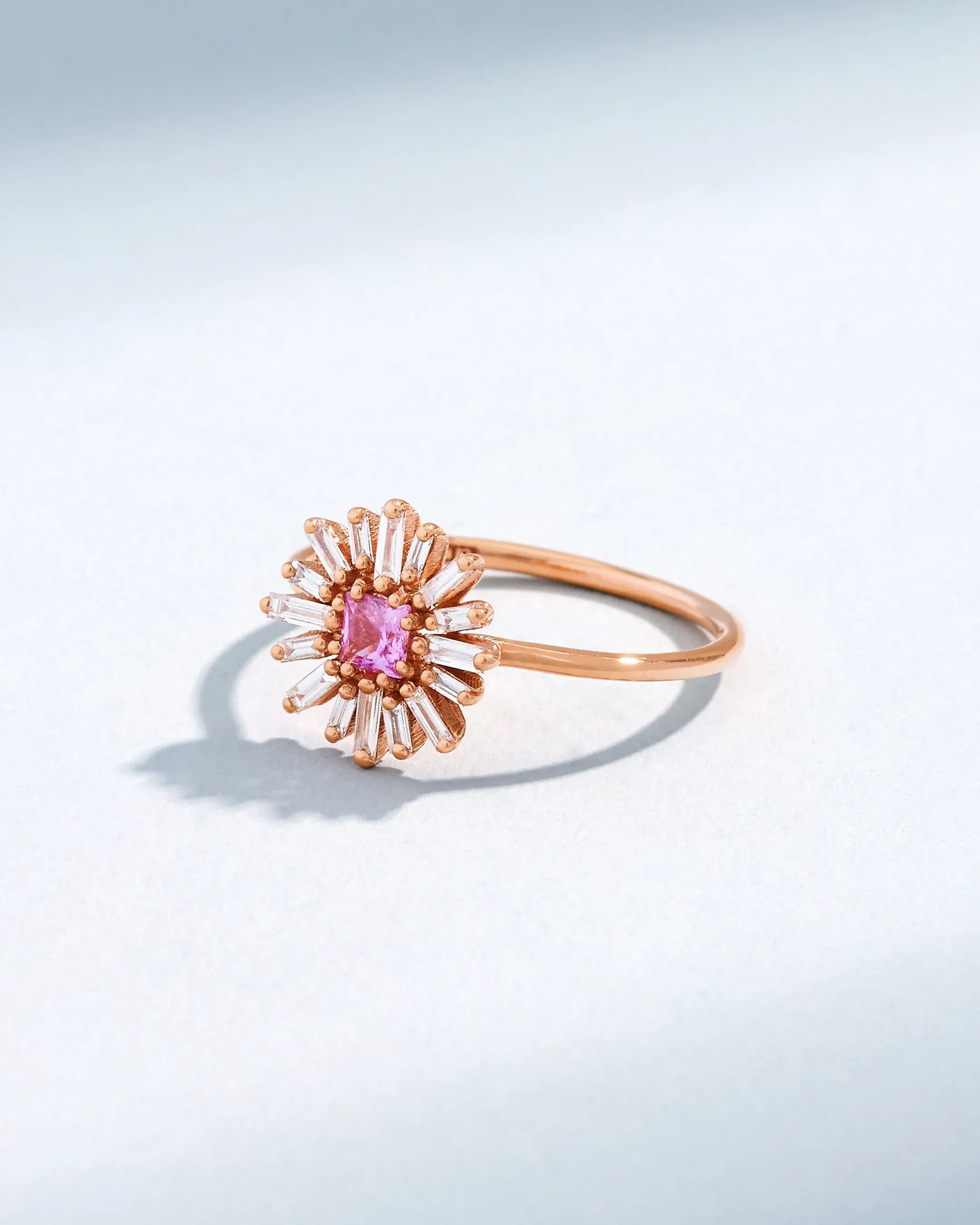 Suzanne Kalan One of a Kind Pink Sapphire Spark Ring in 18k rose gold