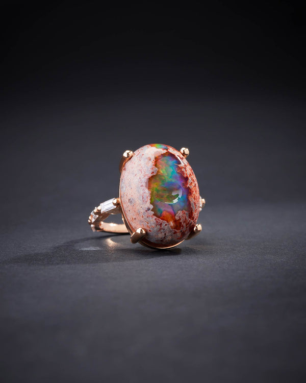 One of a Kind Mexican Opal Galaxy Ring