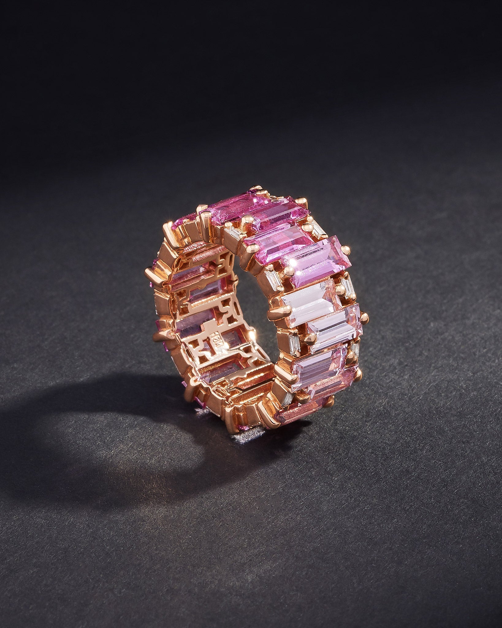 Suzanne Kalan One of a Kind Royal Pink Ombre Sapphire Eternity Band in 18k rose gold