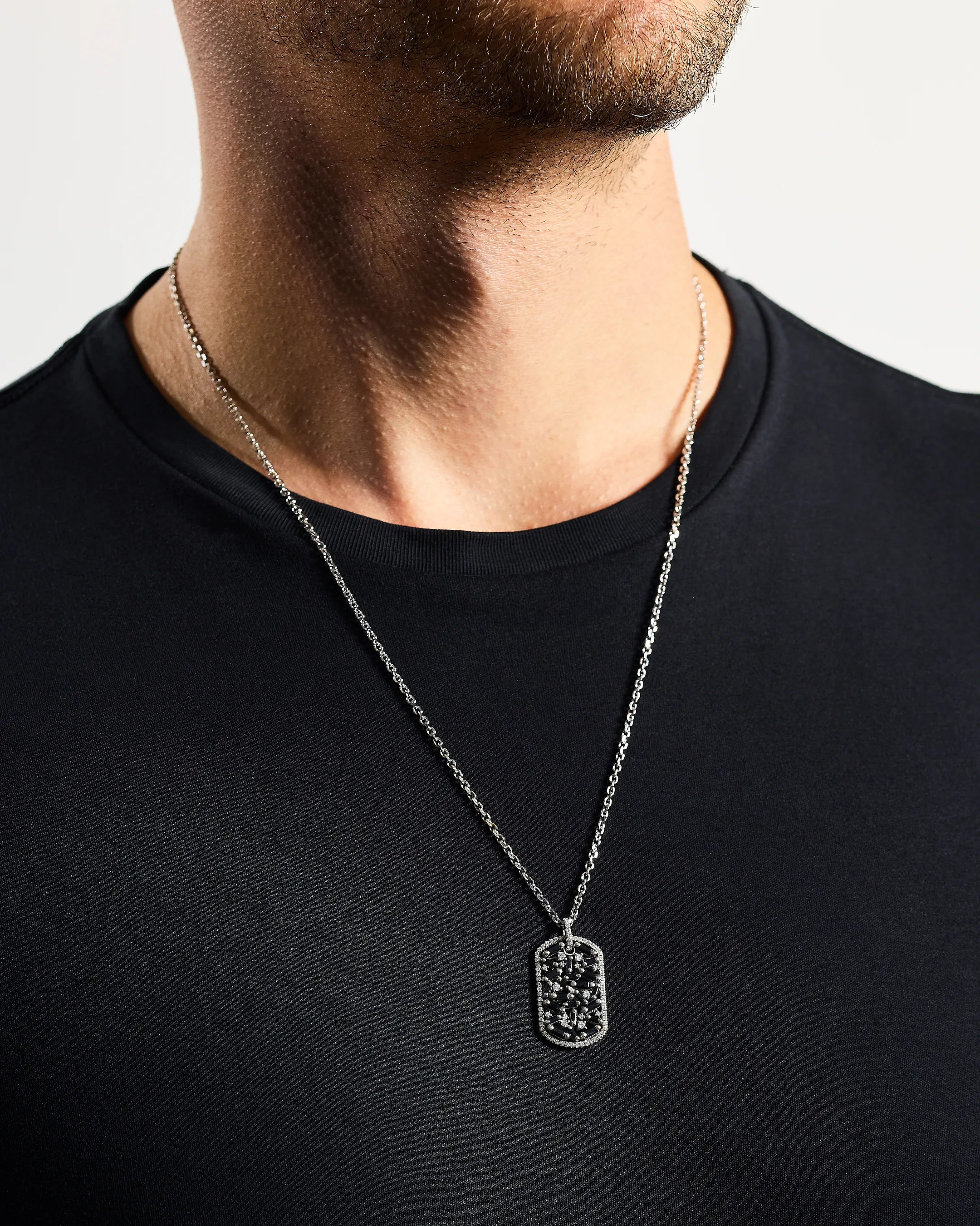 Frenzy Black Sapphire Large Dog Tag Necklace
