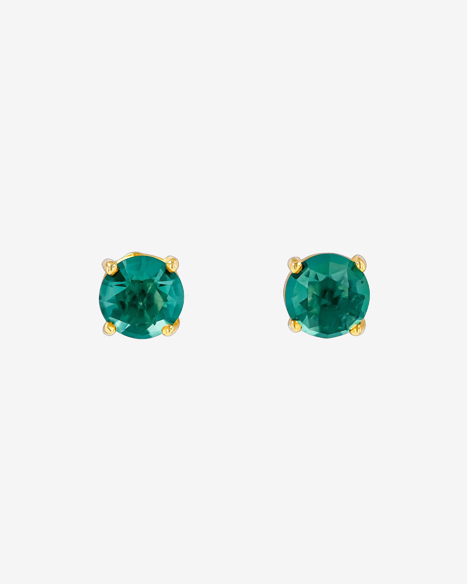 Kalan By Suzanne Kalan Amalfi Round Green Envy Topaz Studs in 14k yellow gold