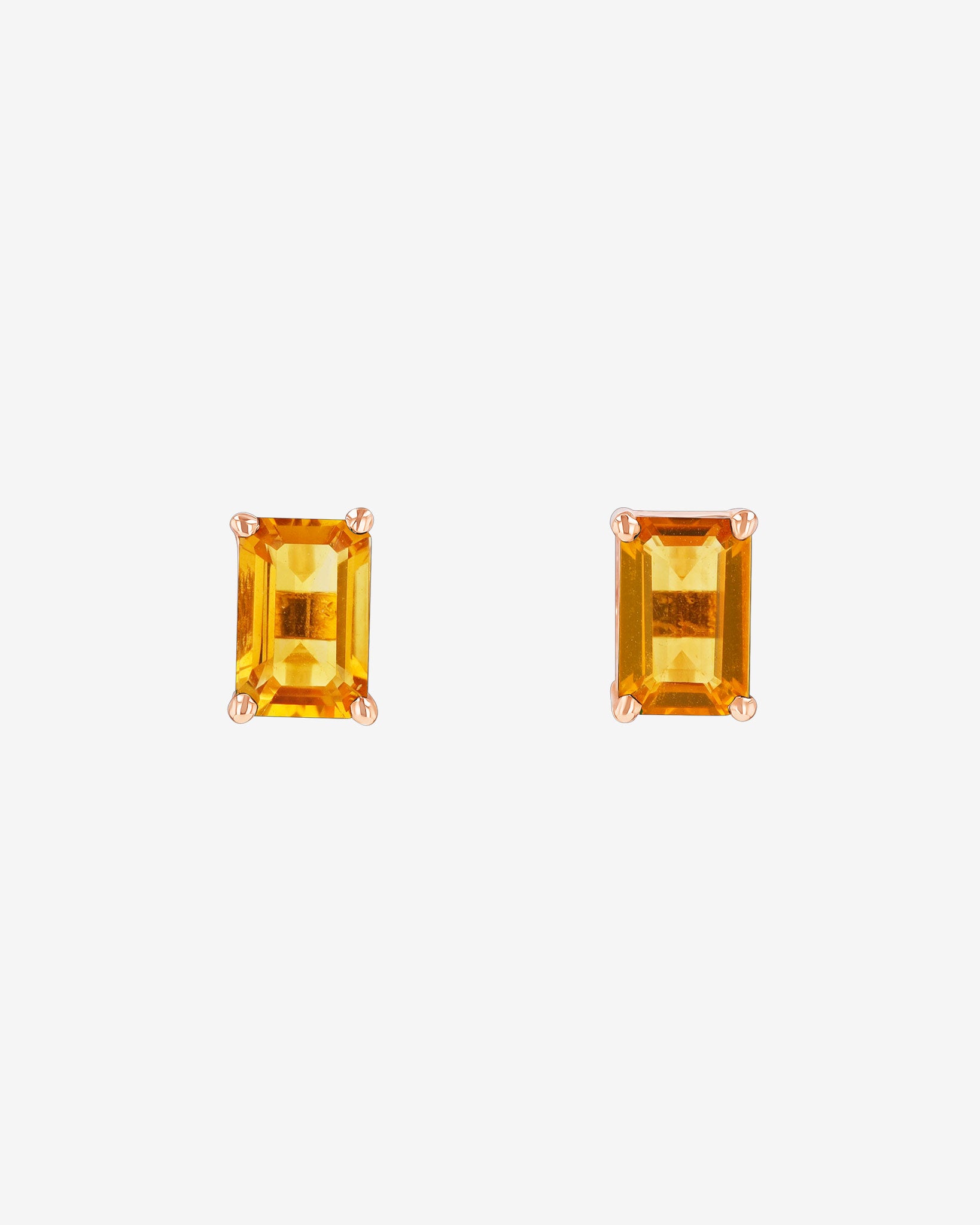 Kalan By Suzanne Kalan Amalfi Emerald Cut Citrine Studs in 14k rose gold