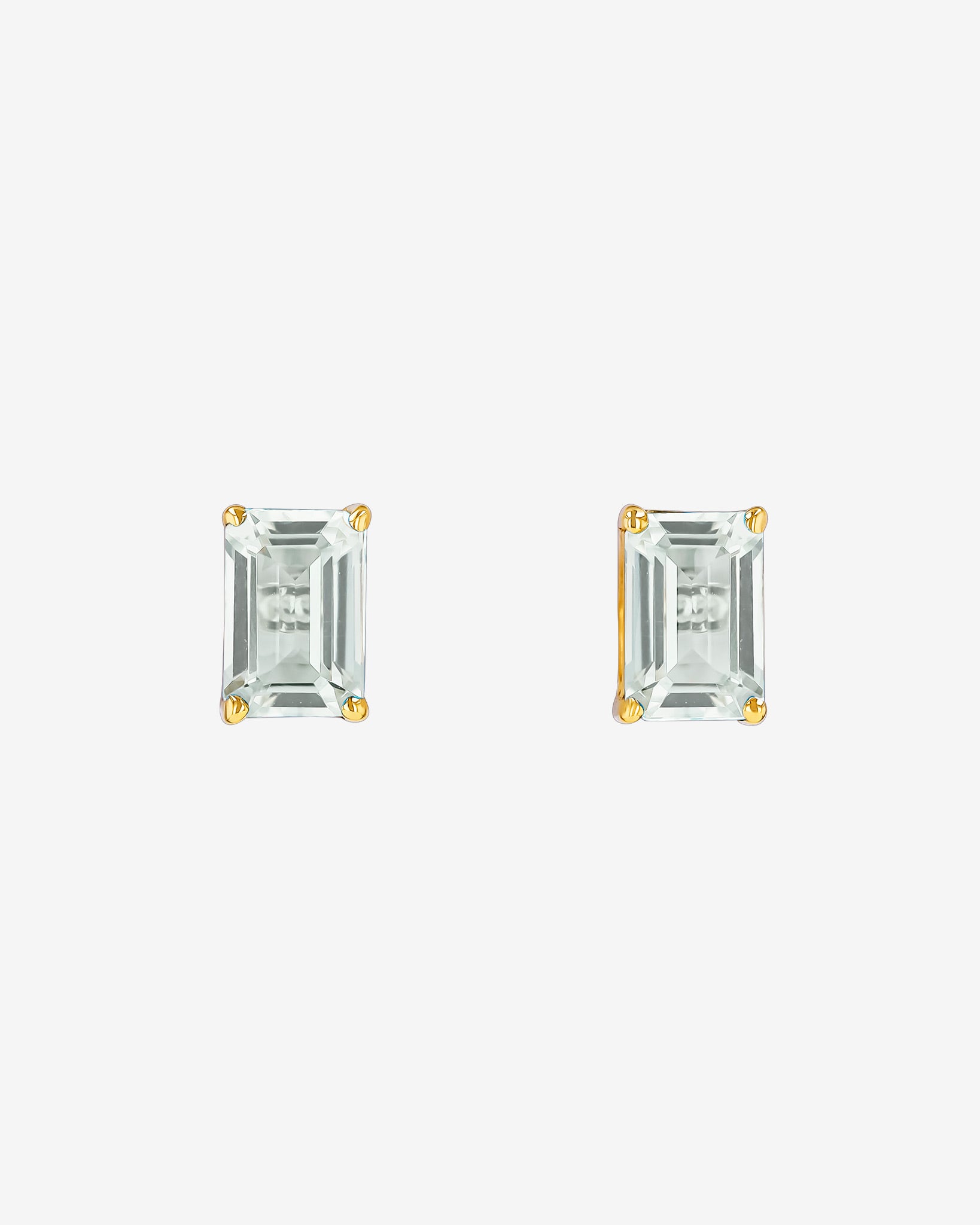 Kalan By Suzanne Kalan Amalfi Emerald Cut Green Amethyst Studs in 14k yellow gold