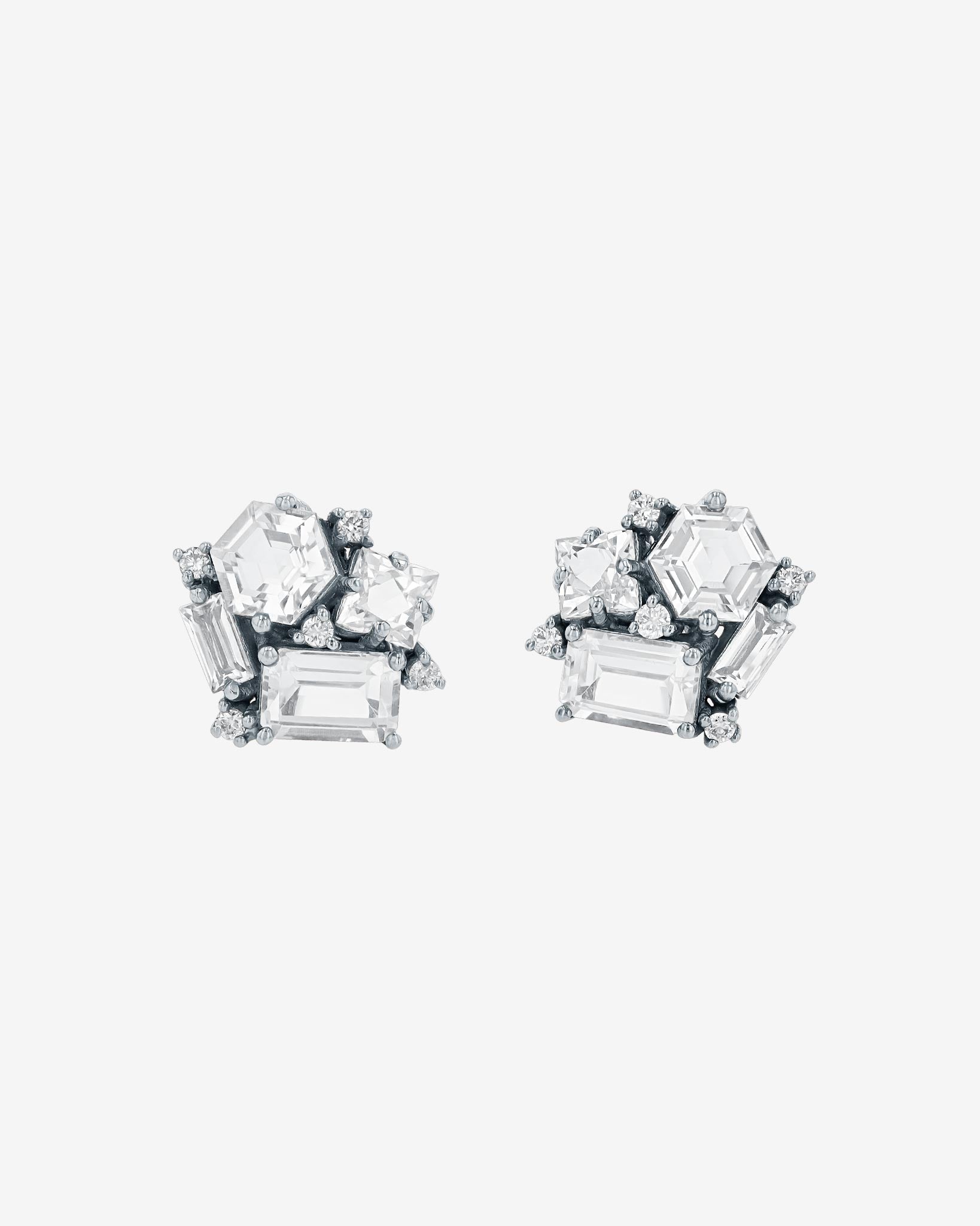 Kalan By Suzanne Kalan Amalfi White Topaz Blossom Studs in 14k white gold