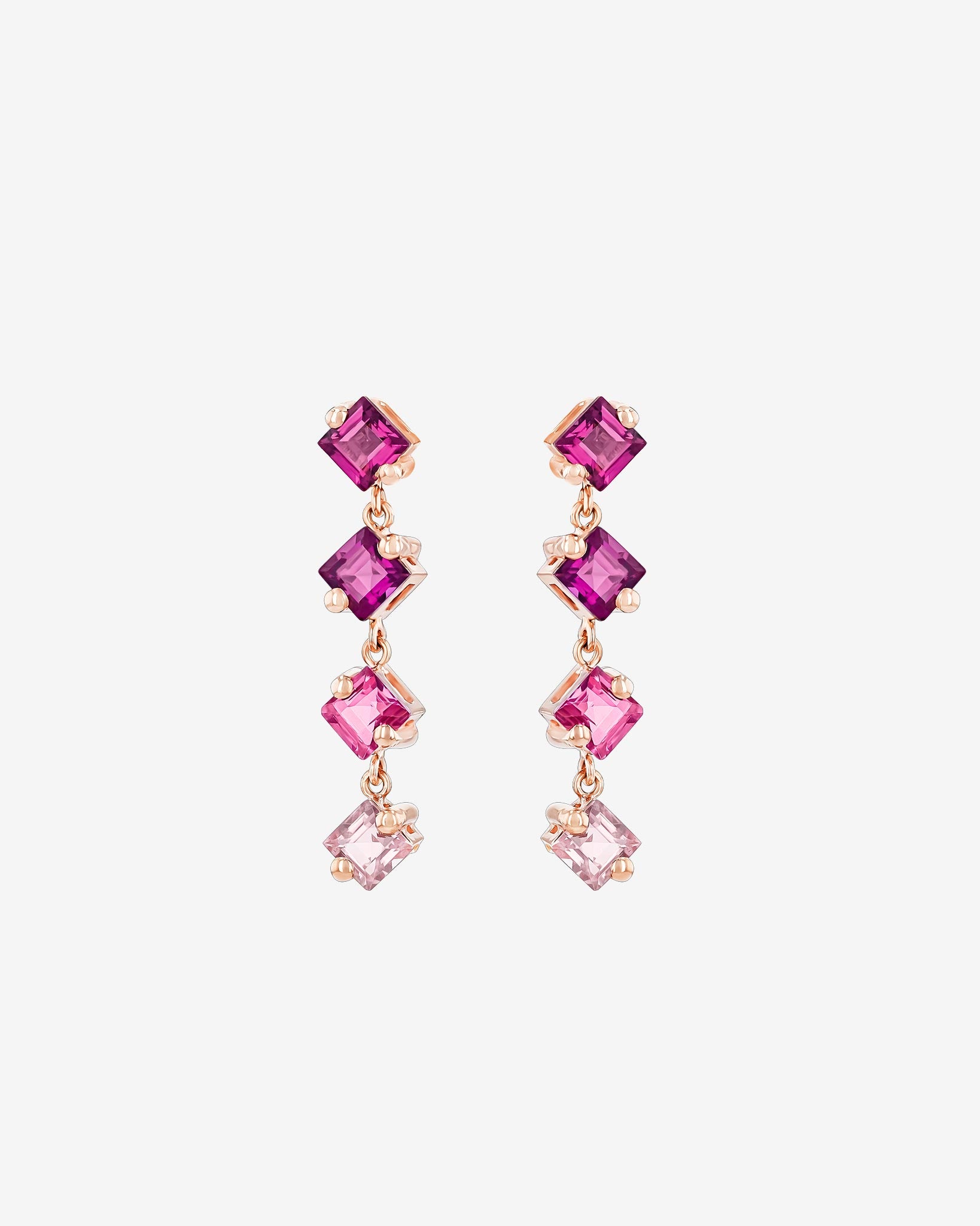 Kalan By Suzanne Kalan Amalfi Princess Cut Purple Ombre Mini Drop Earrings in 14k rose gold