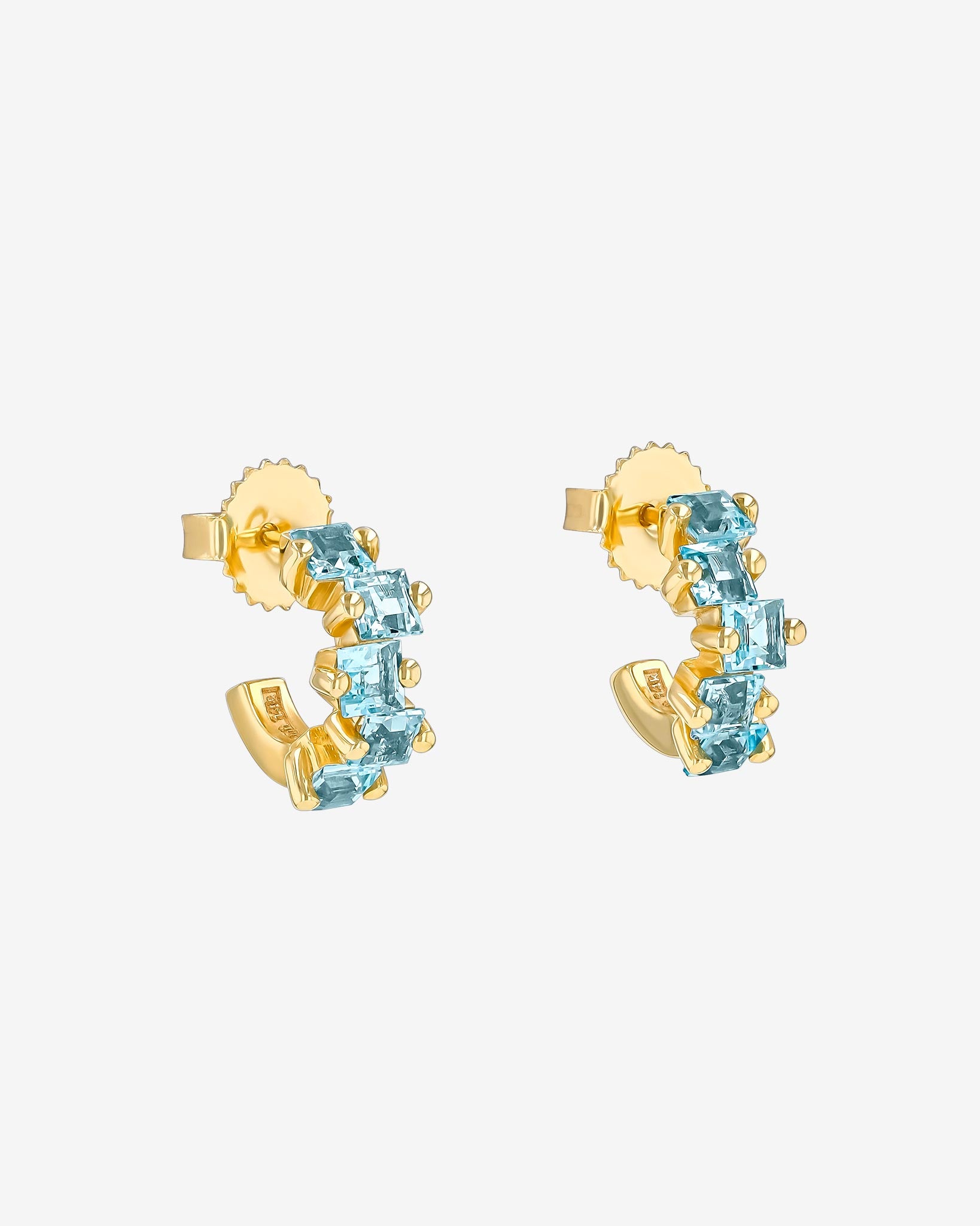 Kalan By Suzanne Kalan Cierra Blue Topaz Mini Hoops in 14k yellow gold