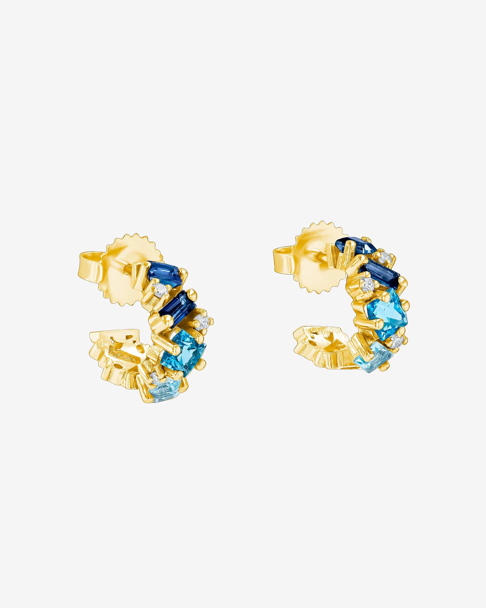 Kalan By Suzanne Kalan Nadima Blue Ombre Mini Hoops in 14k yellow gold