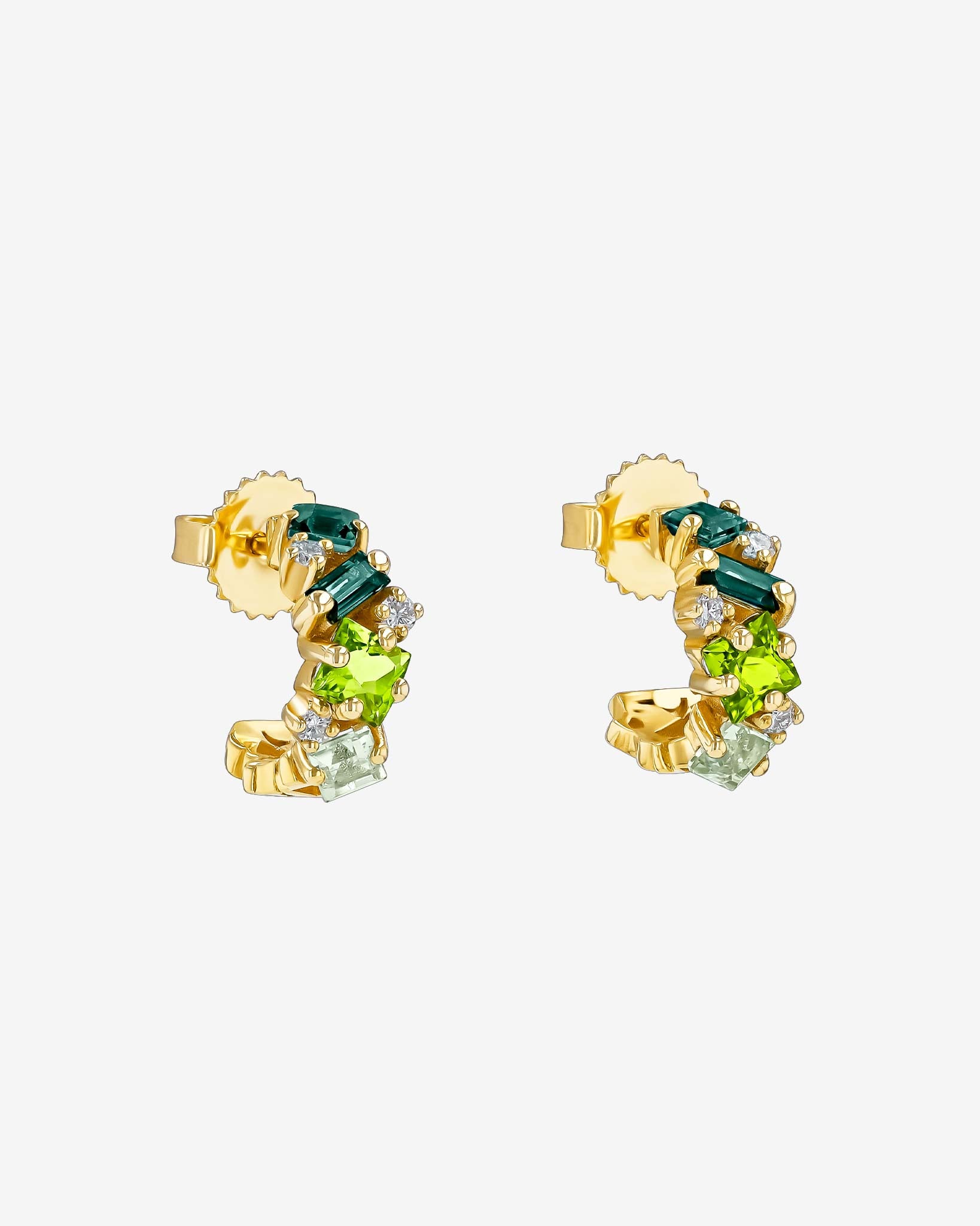 Kalan By Suzanne Kalan Nadima Green Ombre Mini Hoops in 14k yellow gold