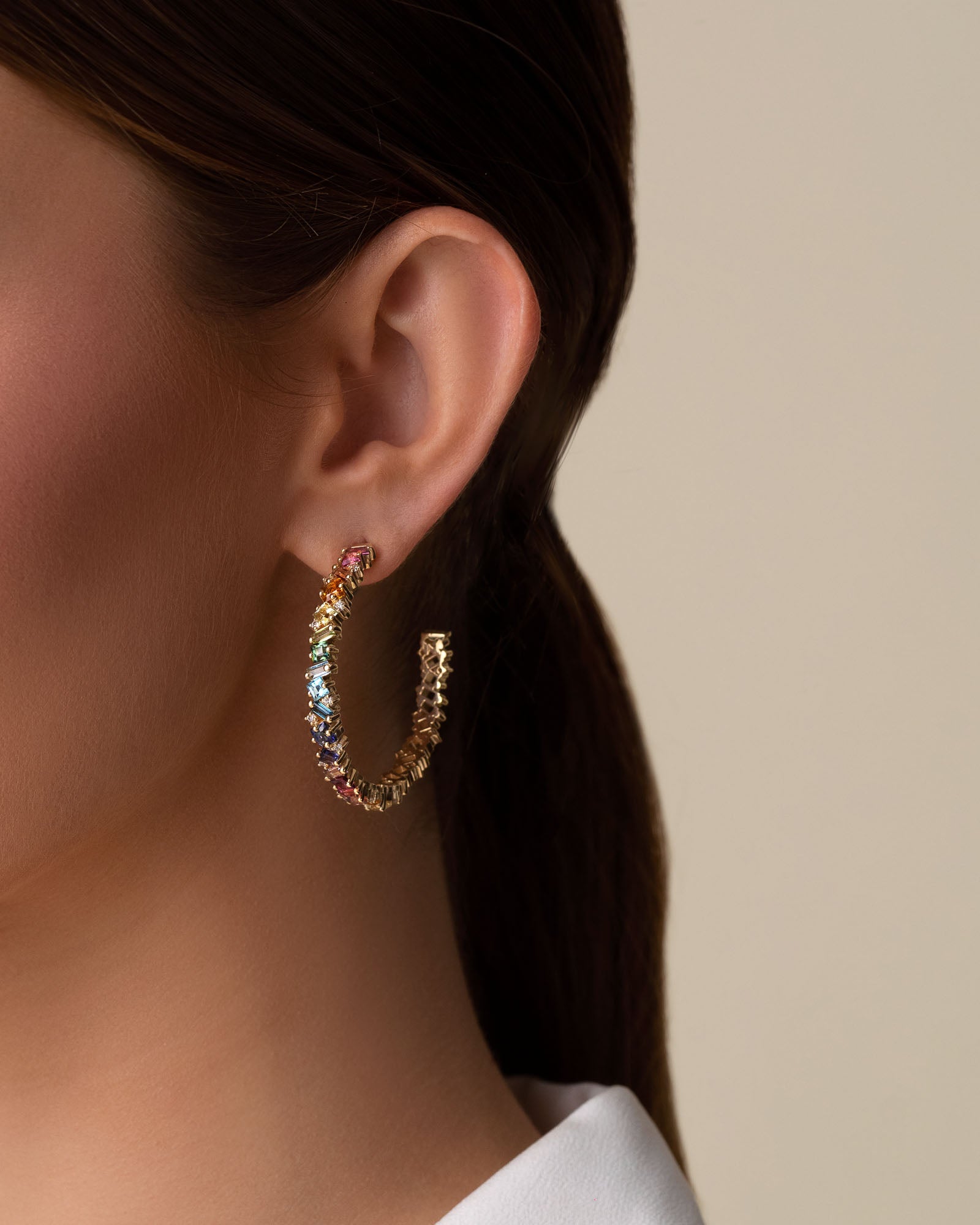 Kalan By Suzanne Kalan Nadima Rainbow Milli Hoops in 14k yellow gold