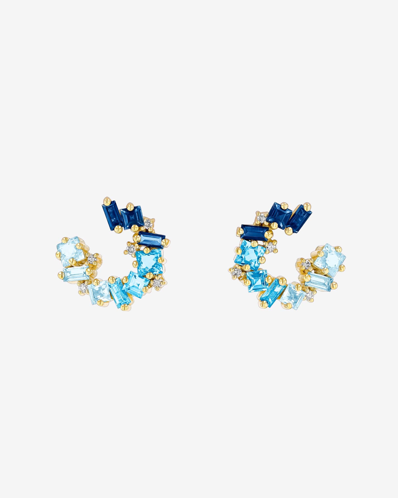 Kalan By Suzanne Kalan Nadima Blue Ombre Mini Spiral Hoops in 14k yellow gold