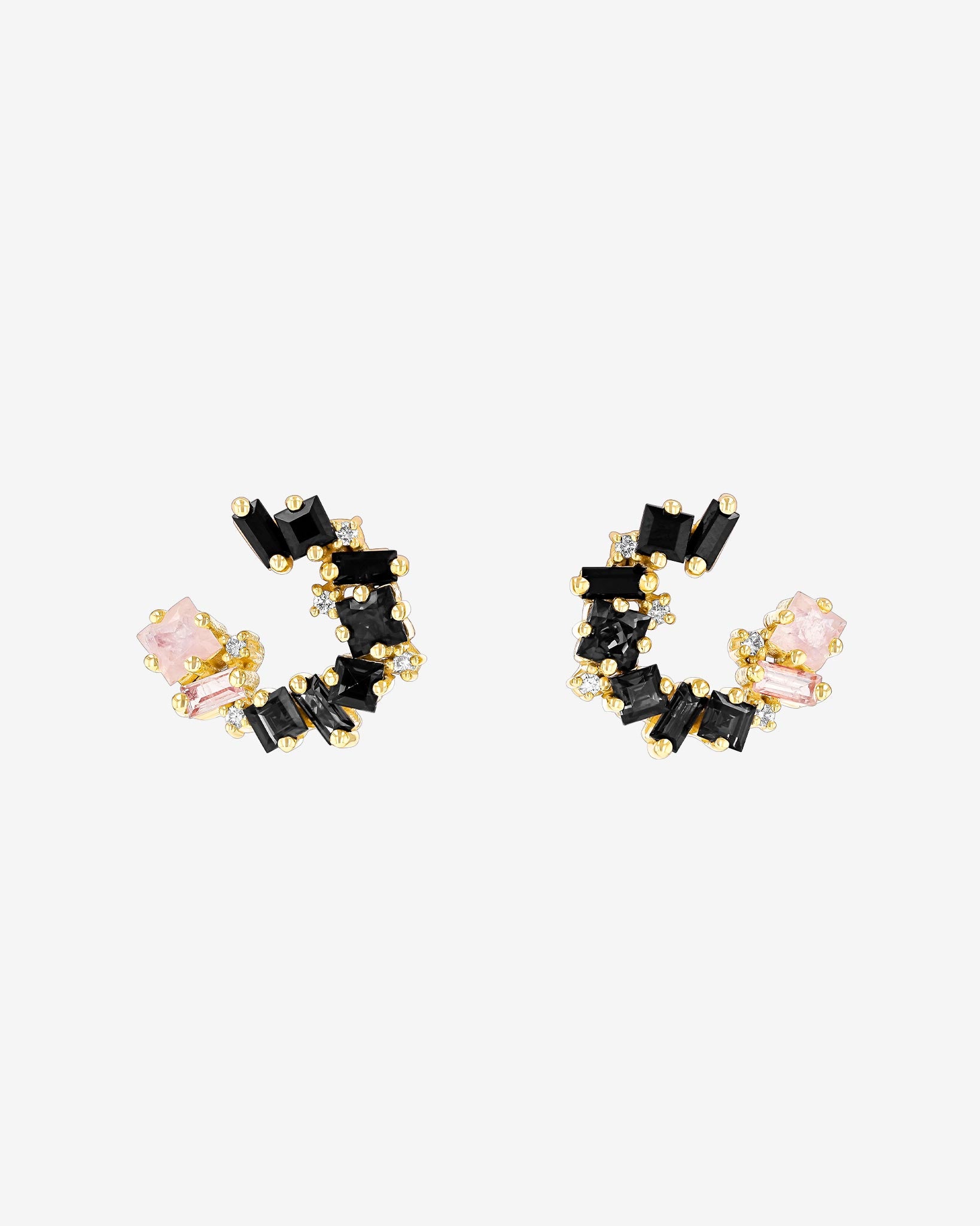 Kalan By Suzanne Kalan Nadima Black Ombre Mini Spiral Hoops in 14k yellow gold