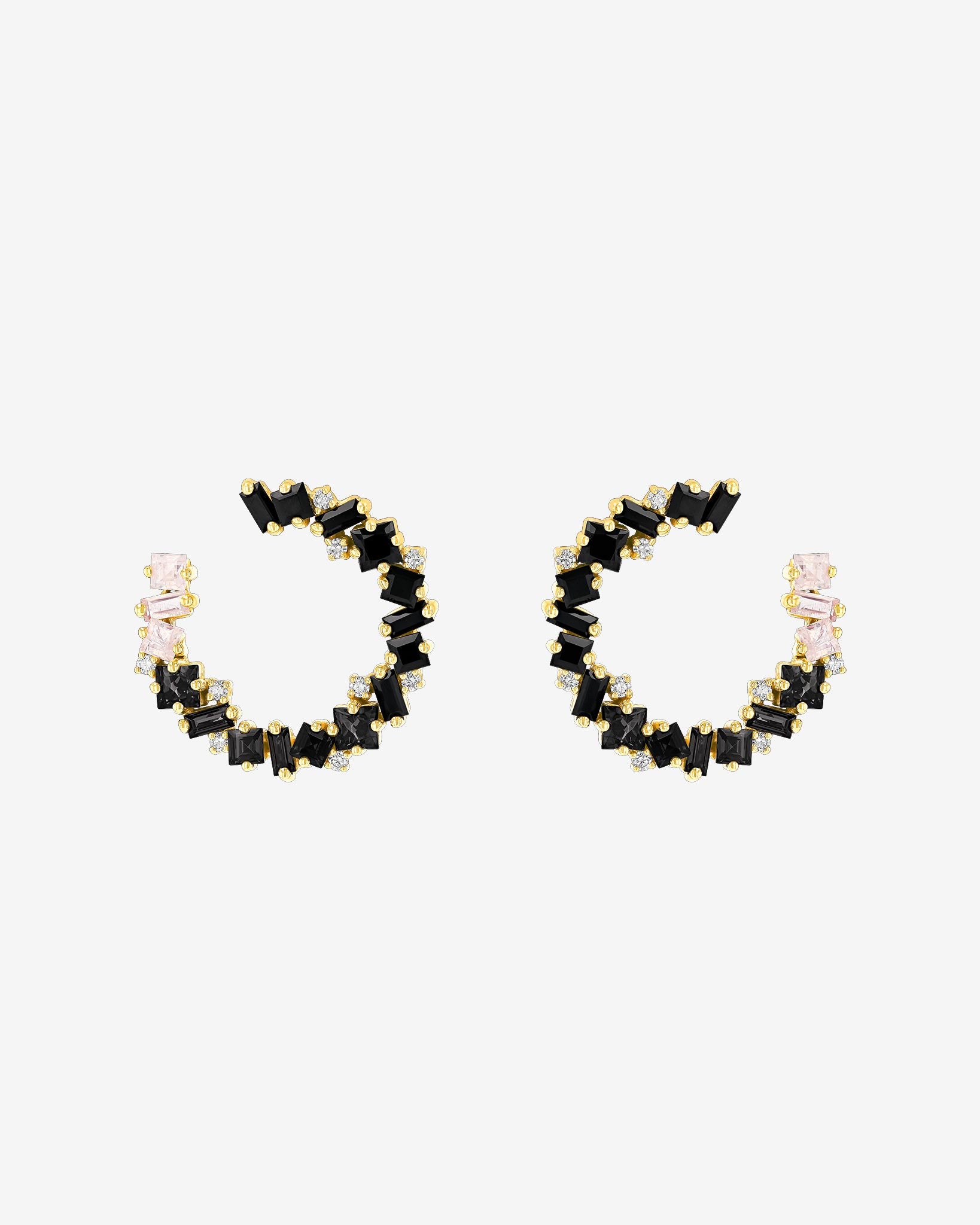Kalan By Suzanne Kalan Nadima Black Ombre Midi Spiral Hoops in 14k yellow gold