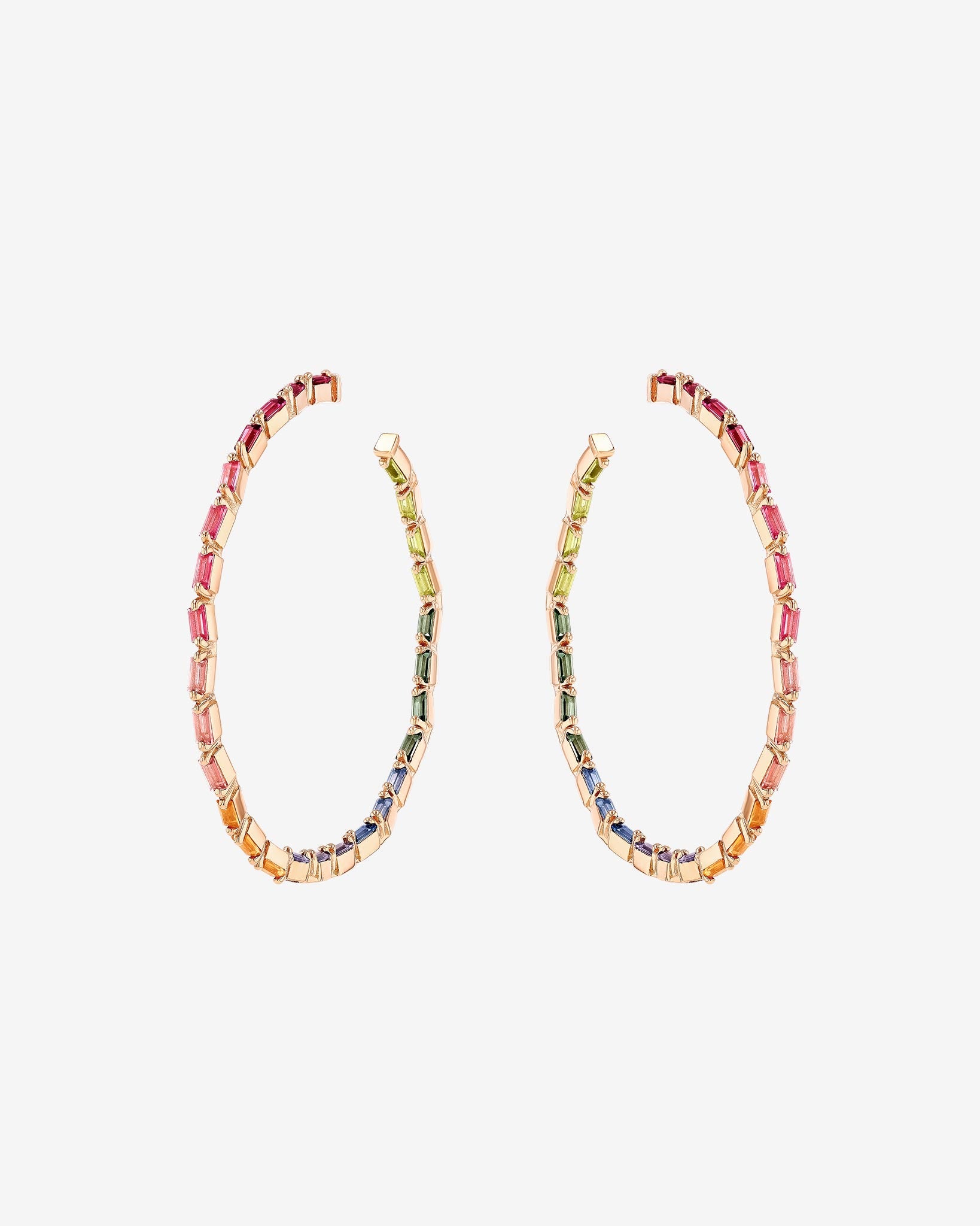 Kalan By Suzanne Kalan Amalfi Vertical Rainbow Mega Hoops in 14k rose gold