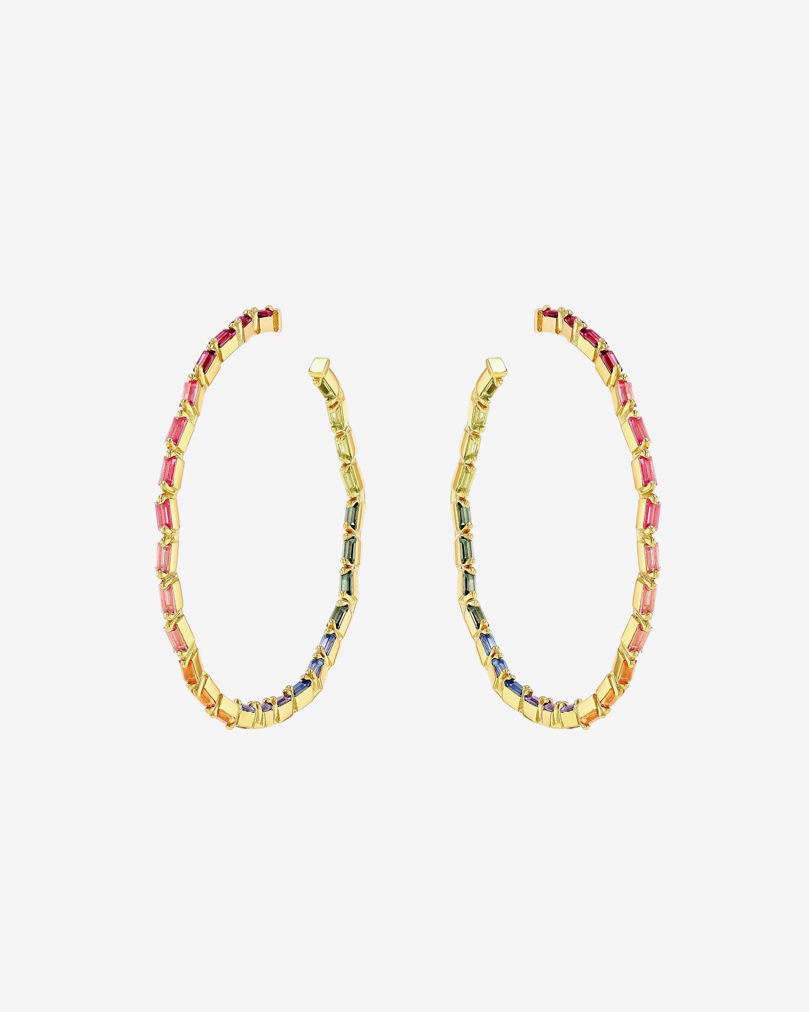 Kalan By Suzanne Kalan Amalfi Vertical Rainbow Mega Hoops in 14k yellow gold