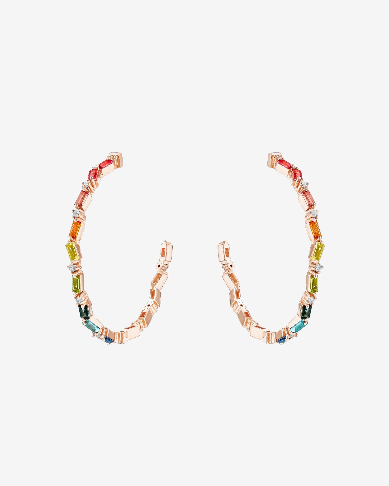 Kalan By Suzanne Kalan Amalfi Burst Vertical Rainbow Milli Hoops in 14k rose gold